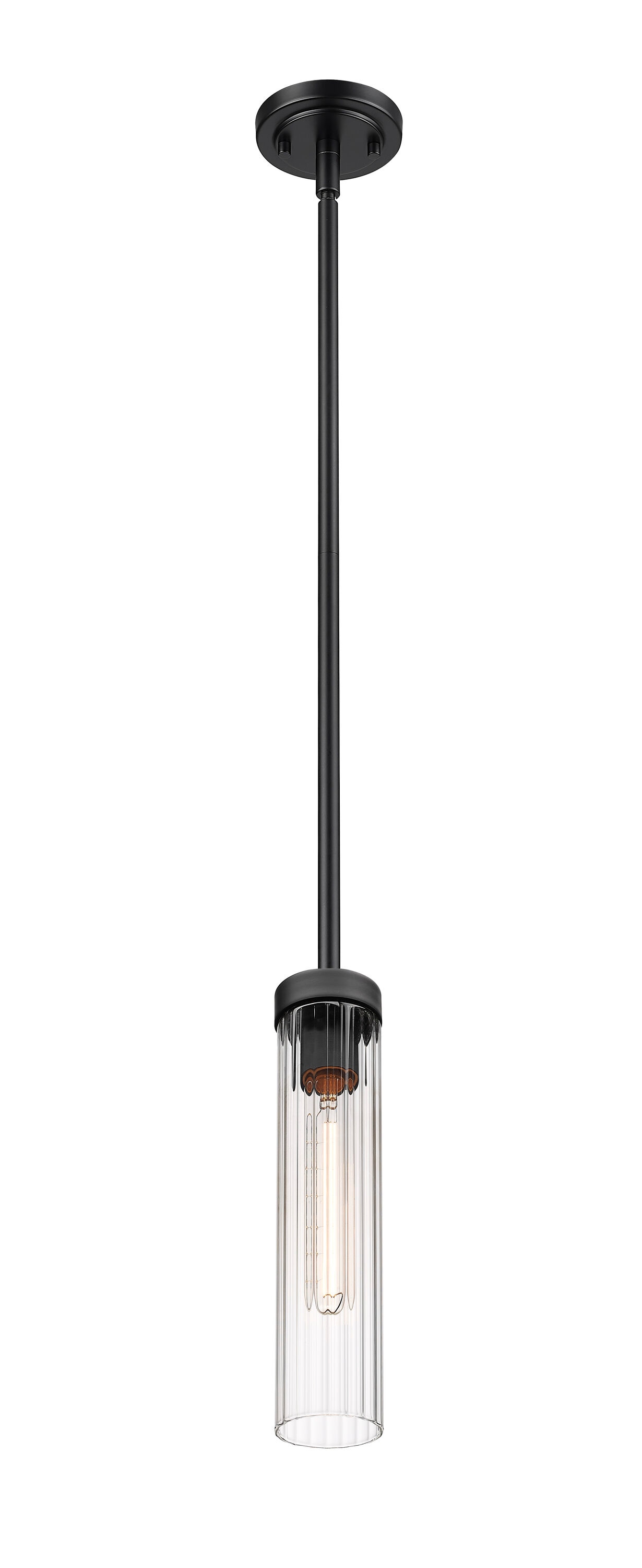 Matte Black Steel and Glass 12.75" Indoor/Outdoor Pendant Light
