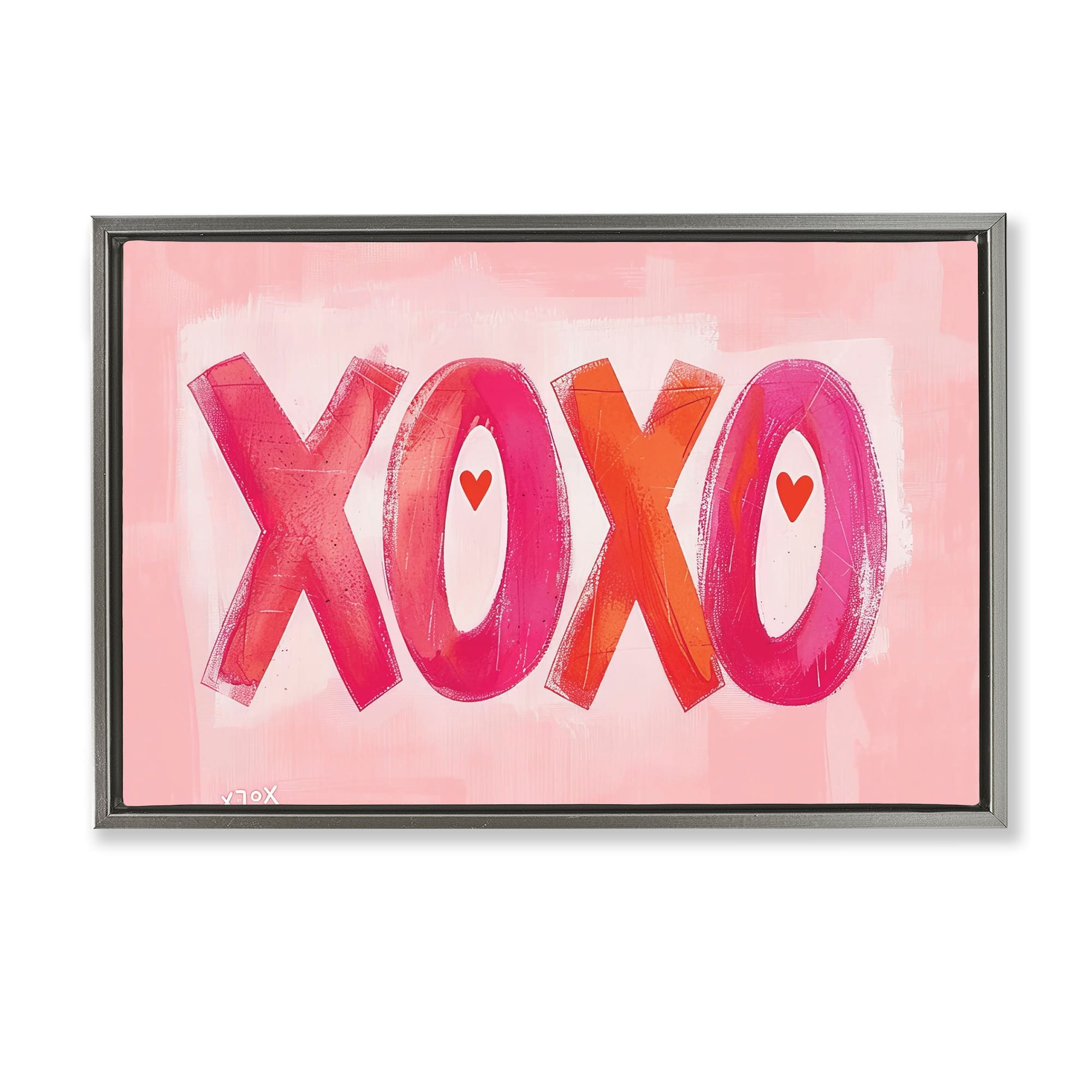 Stupell Industries BT-652-FFL-20X30 Pink XOXO with Hearts Floating Frame design by LSR Design Studio