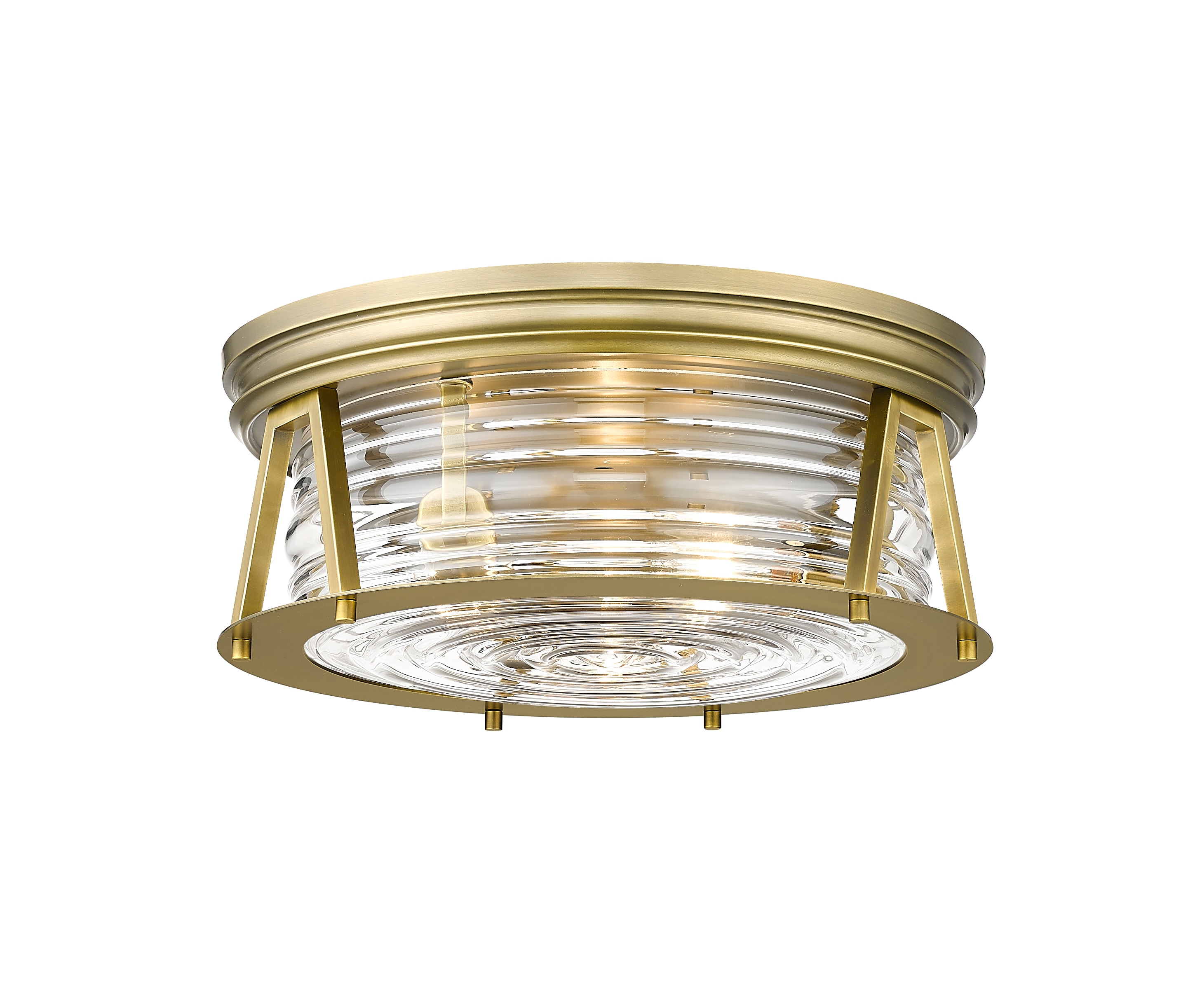 Rubbed Brass and Clear Glass 16" Flush Mount Ceiling Light