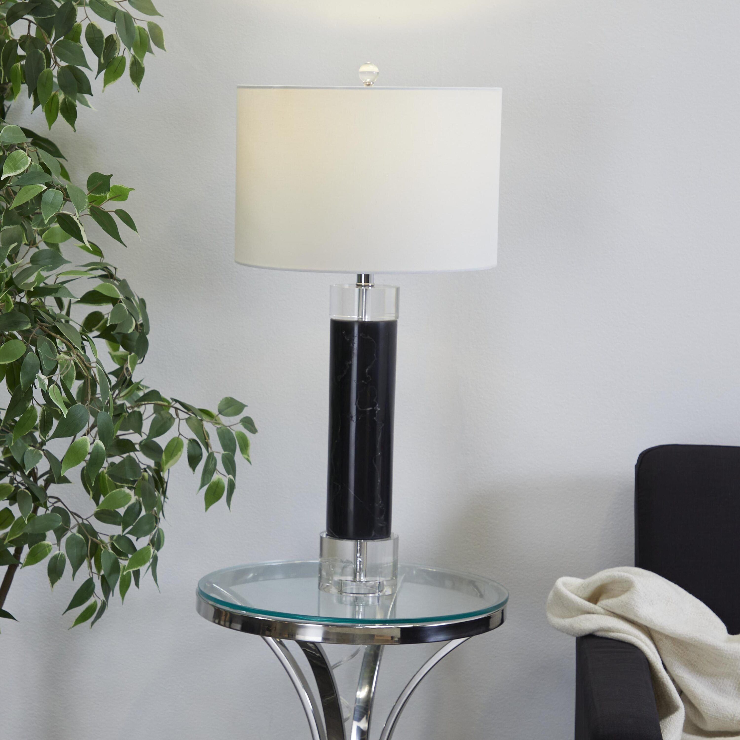 Grayson Lane 31987 29-Inches Black Slender Stand with Drum Shade LED Rotary socket Table Lamp with Resin Shade