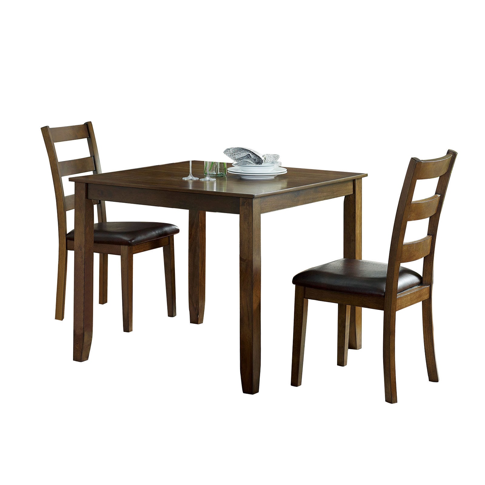 Simple Relax SR03CM3770T-3PK Dark Brown Traditional Dining Room Set with Square Table ( Seats 2 )