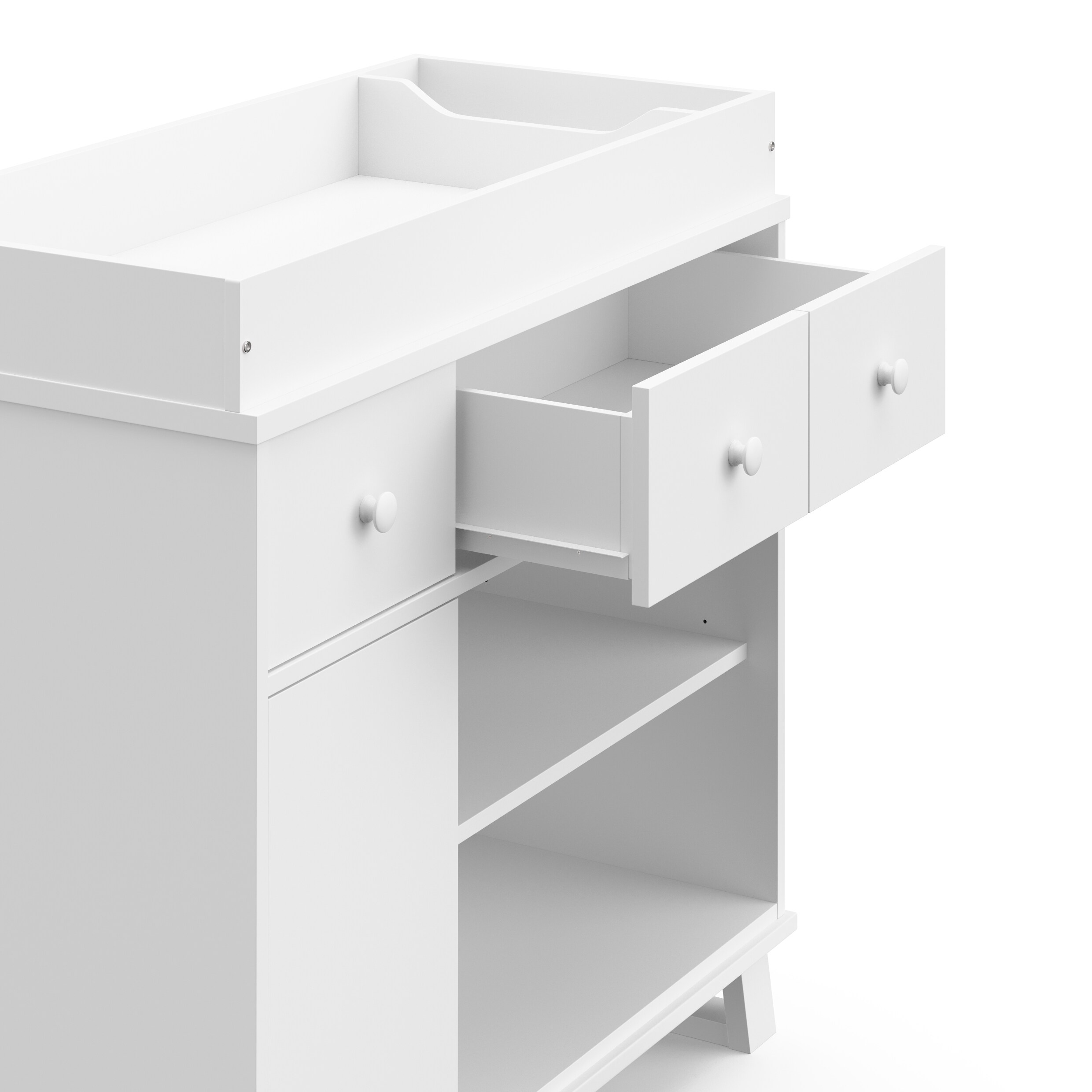 White Modern Nursery Changing Table Dresser with Drawers