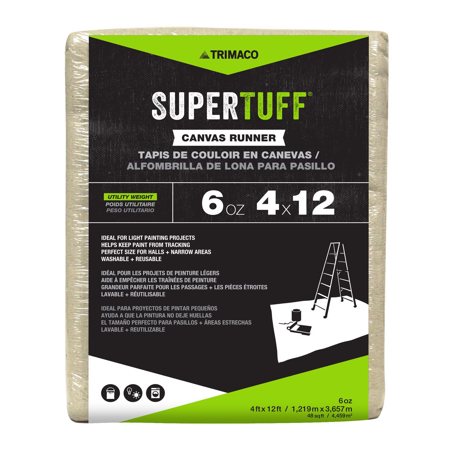 Trimaco  SuperTuff 4 ft. W X 12 ft. L X 0.06 mil 6 oz Canvas Drop Cloth 1 pk