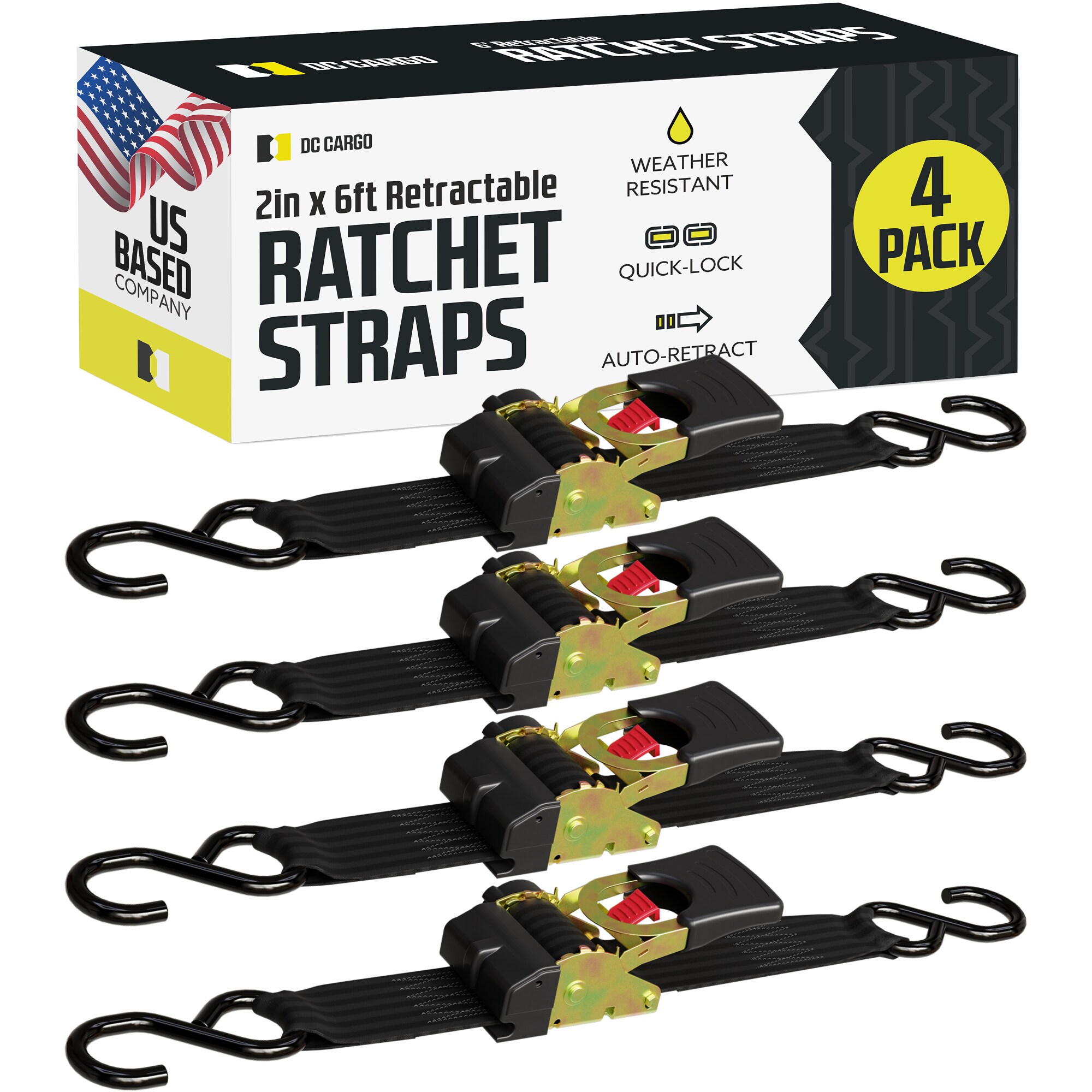 DC Cargo 26RRSSH-4 2-in x 6-ft Retractable Tie Down 4000-lb Break Strength