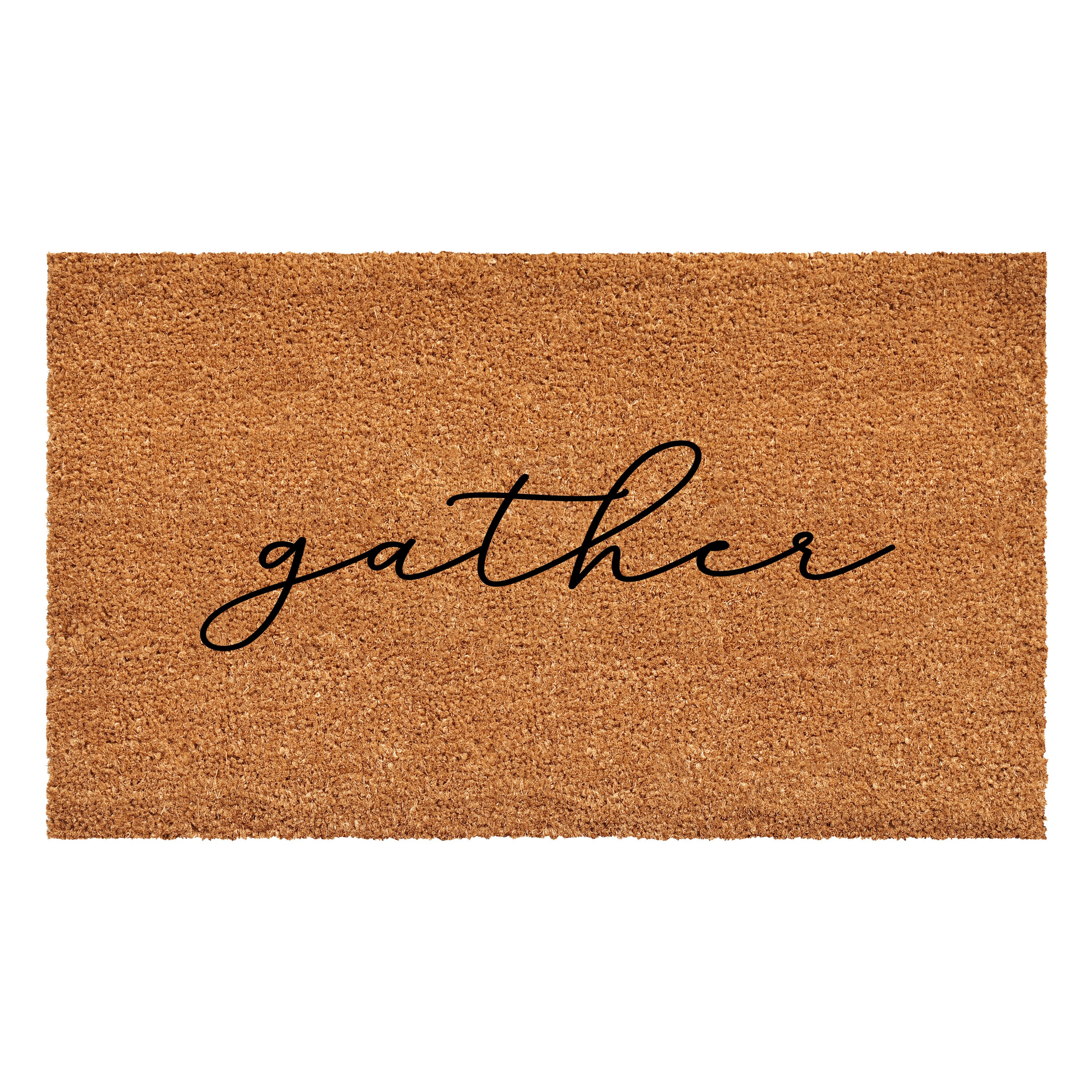 Callowaymills 108601729 17-in x 29-in Natural, Black Coir/Vinyl Non-Slip Grip Indoor or outdoor Decorative Door Mat