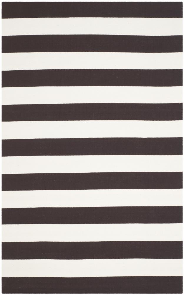 Safavieh MTK712P-5 Montauk Maslin 5 x 8 (ft) Cotton Chocolate/Ivory Rectangular Indoor Stripe Coastal Area rug
