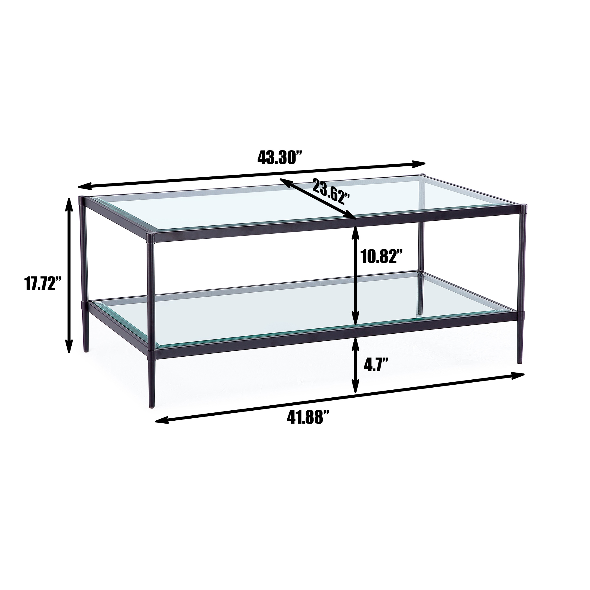 Clihome Double Glazed Table Glass Table Top Glass Modern Coffee Table ...