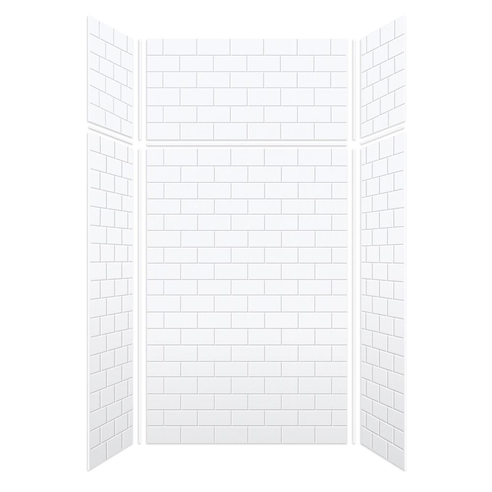 SaraMar White Subway Tile 48" x 96" Shower Wall Kit