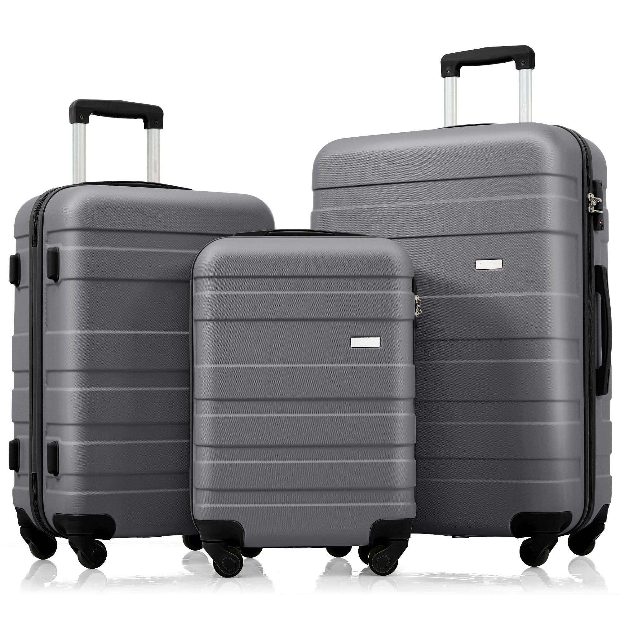 Bybafun YD9600079 29.1 x 19.7 x 12.1 Gray Plastic Hardshell Suitcase set 3 -Bag