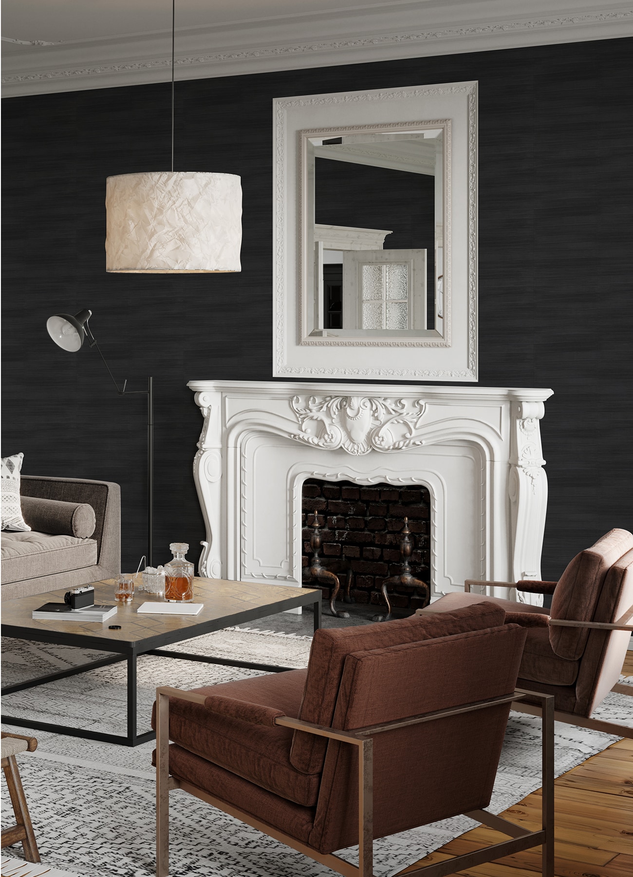 Dermot Black 3D Striped Vinyl Wallpaper Roll