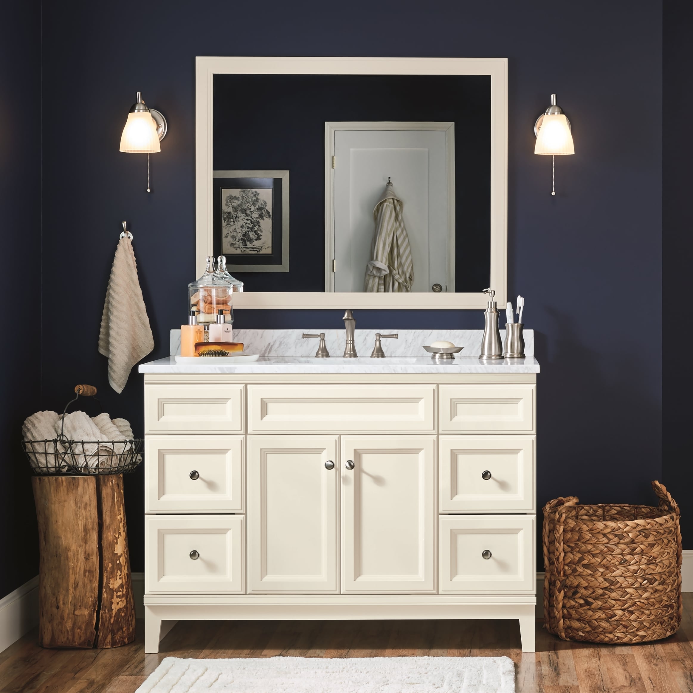 Diamond NOW Calhoun 48-in White Bathroom Vanity Base Cabinet Without ...