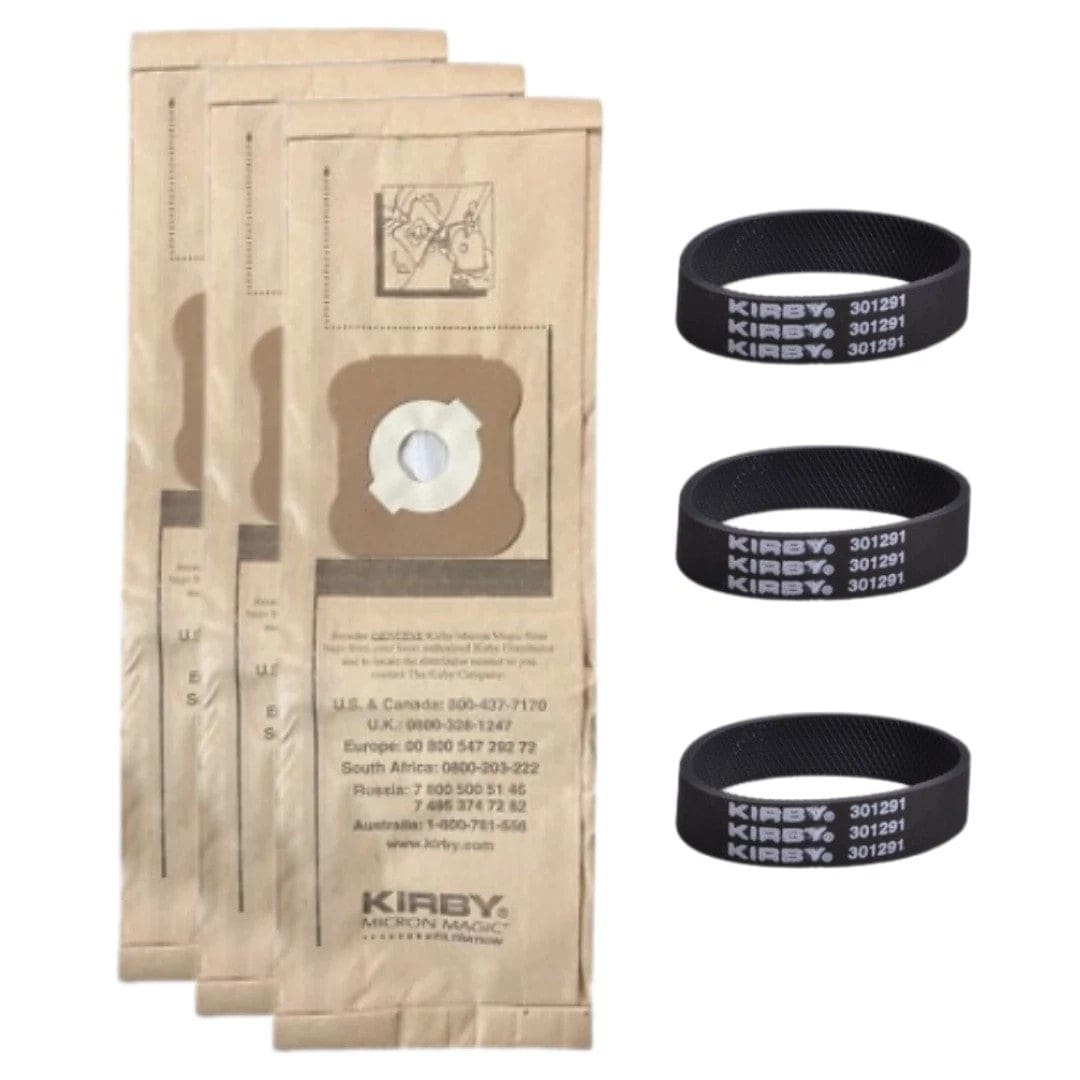 Kirby - 3 197294 Micron Magic Vacuum Bags + Belt Genuine OEM Replacement Set
