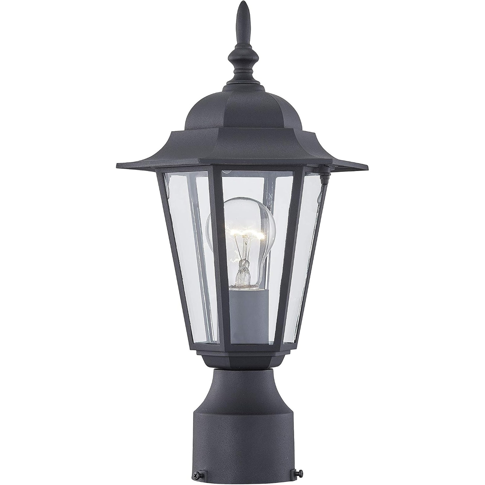 Slagawa  Black Aluminum Outdoor Post Light with Clear Glass Shade for Walkway and Garden