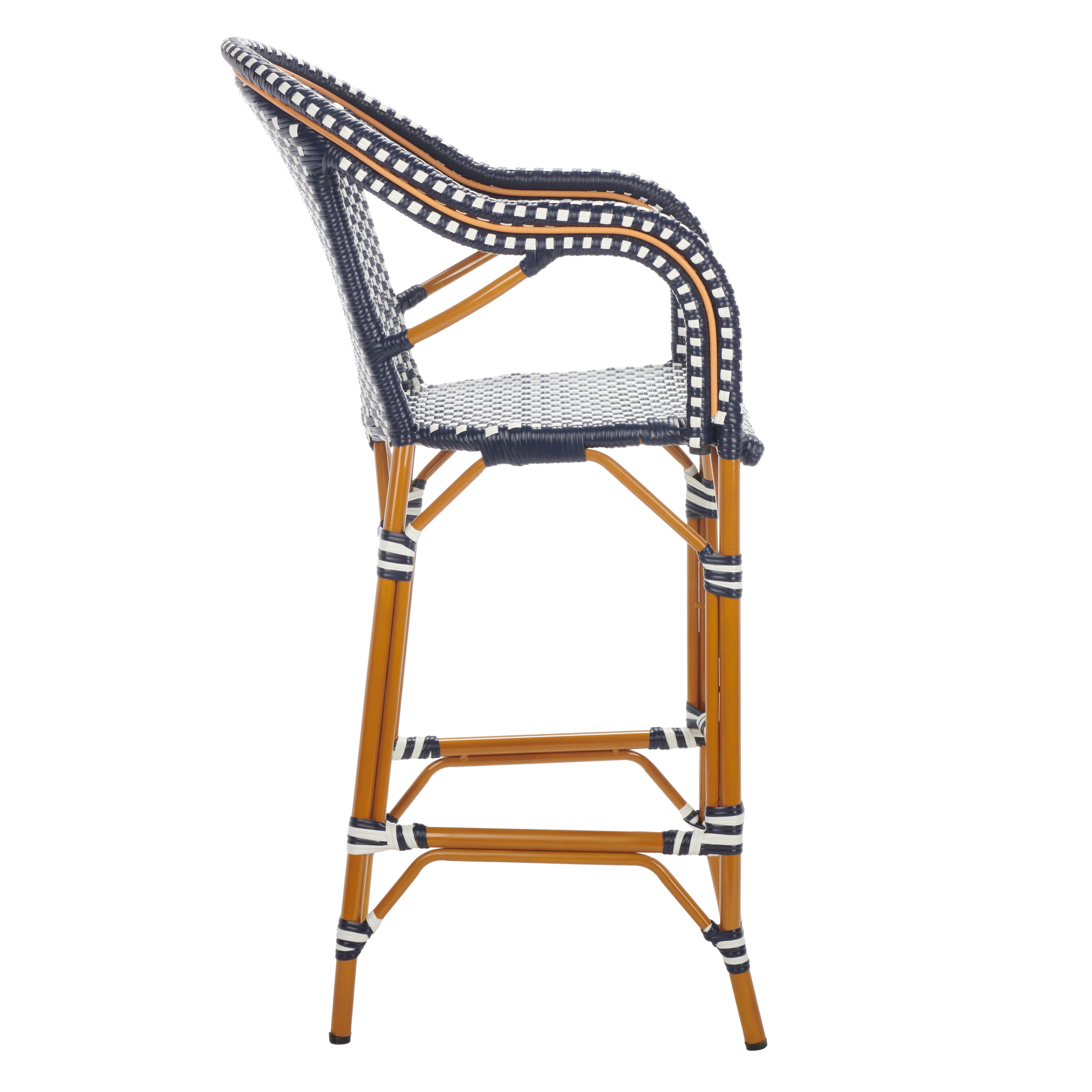 California Chic Navy & White Aluminum Outdoor Bar Stool