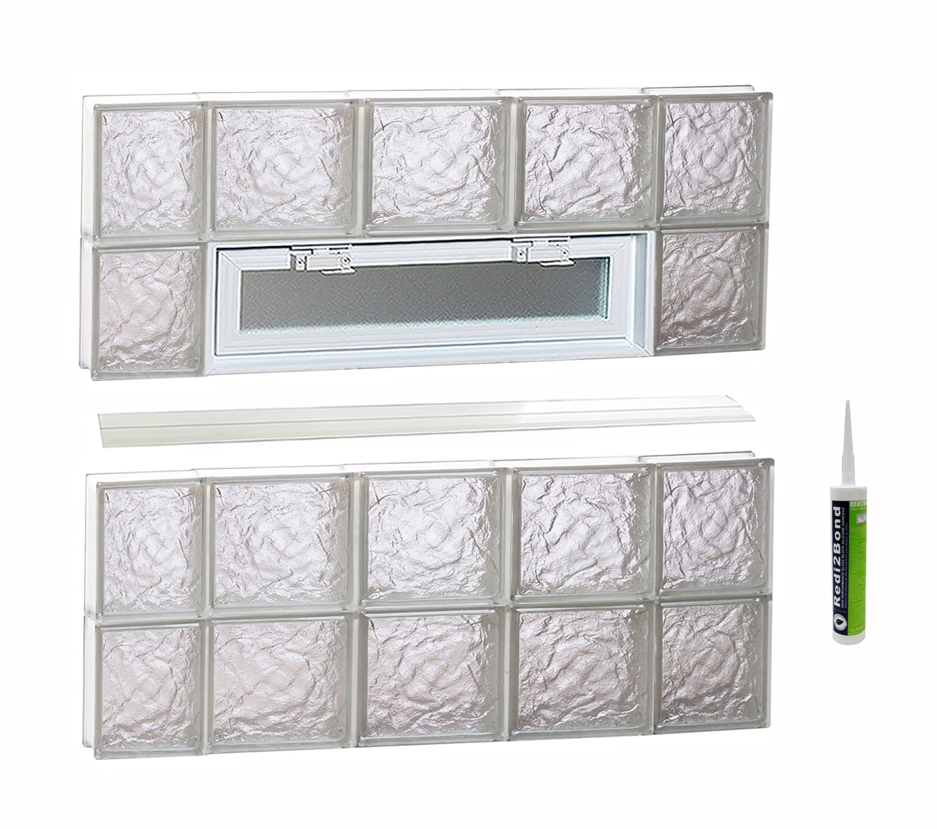 REDI2SET V3632IS Ice Glass 34-3/4-in x 31-in Frameless Replacement Vented Glass Block Window