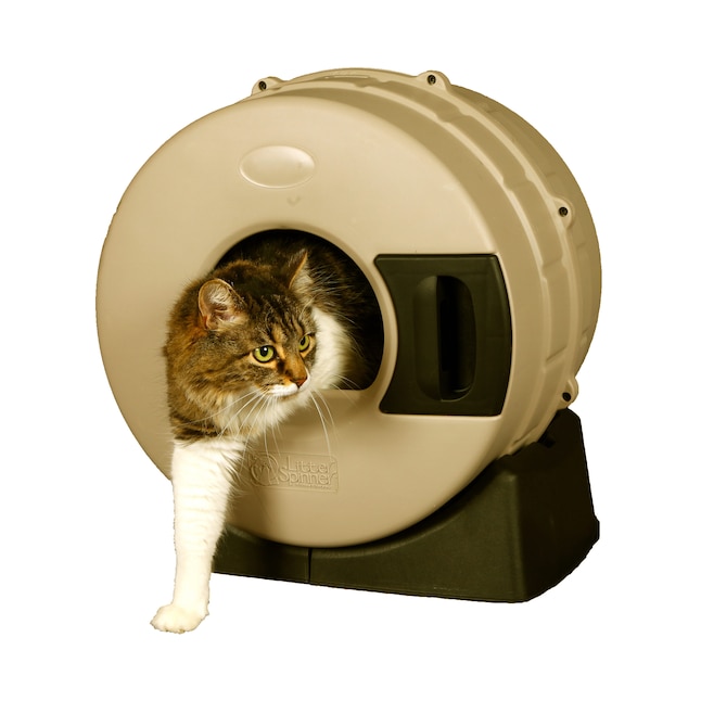 Smart Choice Easy-to-Clean Self-Cleaning Litter Box in Tan - Hooded Design  - Cleans in 20 Seconds - Includes 1 Litter Spinner - Brown Color in the Litter  Box Concealment department at