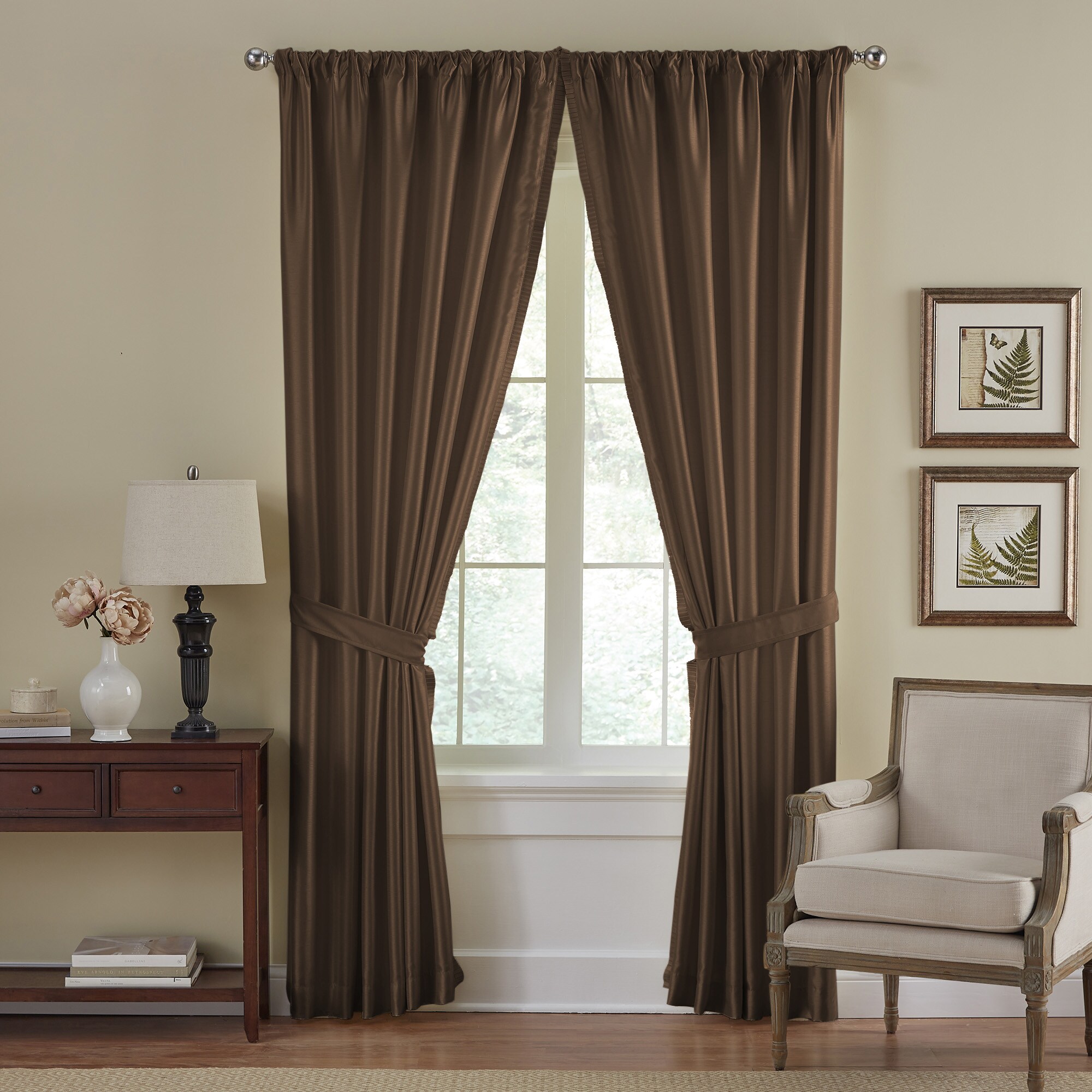 Elrene Home Fashions 026865577822 108-in Chocolate Blackout Standard lined Rod pocket Single curtain panel