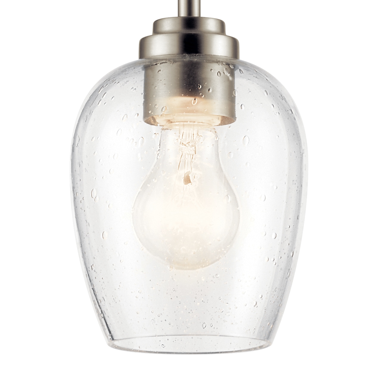 Valserrano Brushed Nickel Mini Pendant with Seeded Glass Shade
