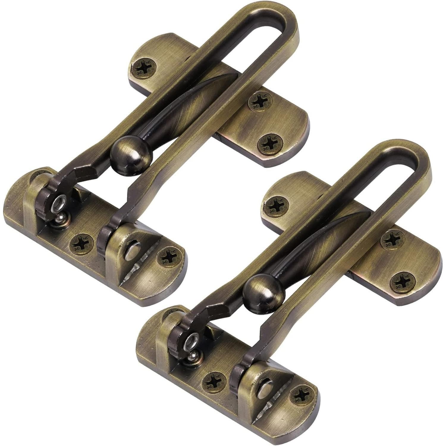 OGETFUUR 2-Pack Latch Guard Clasp Antique Brass Door Lock for Additional Safety and Privacy Perfect