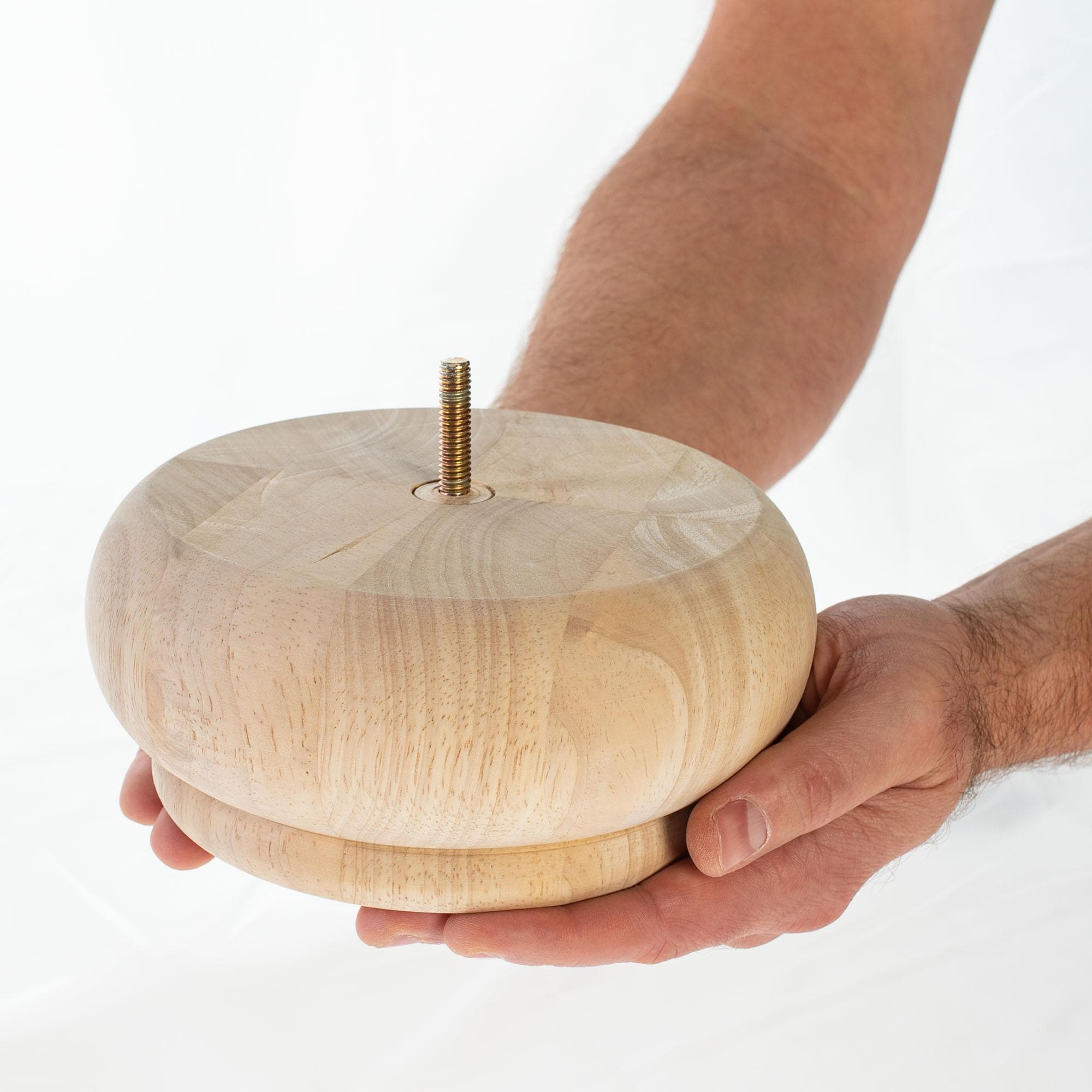 Unfinished Solid Hardwood Round Bun Foot Sofa Leg
