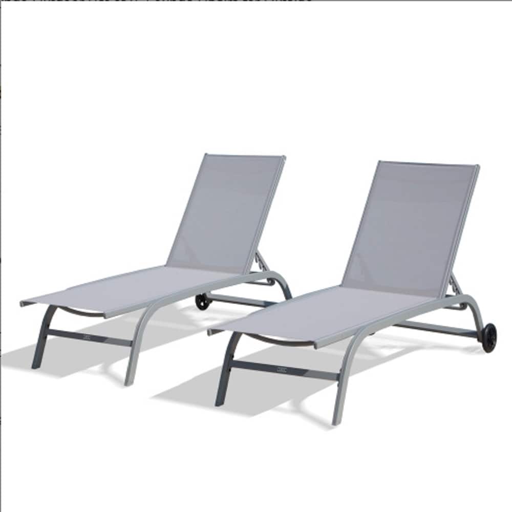 ZAKLOOP WU1859109844 Lounge Chairs Set of 2 Stackable Gray Stationary Recliner Chair with Gray Mesh Seat