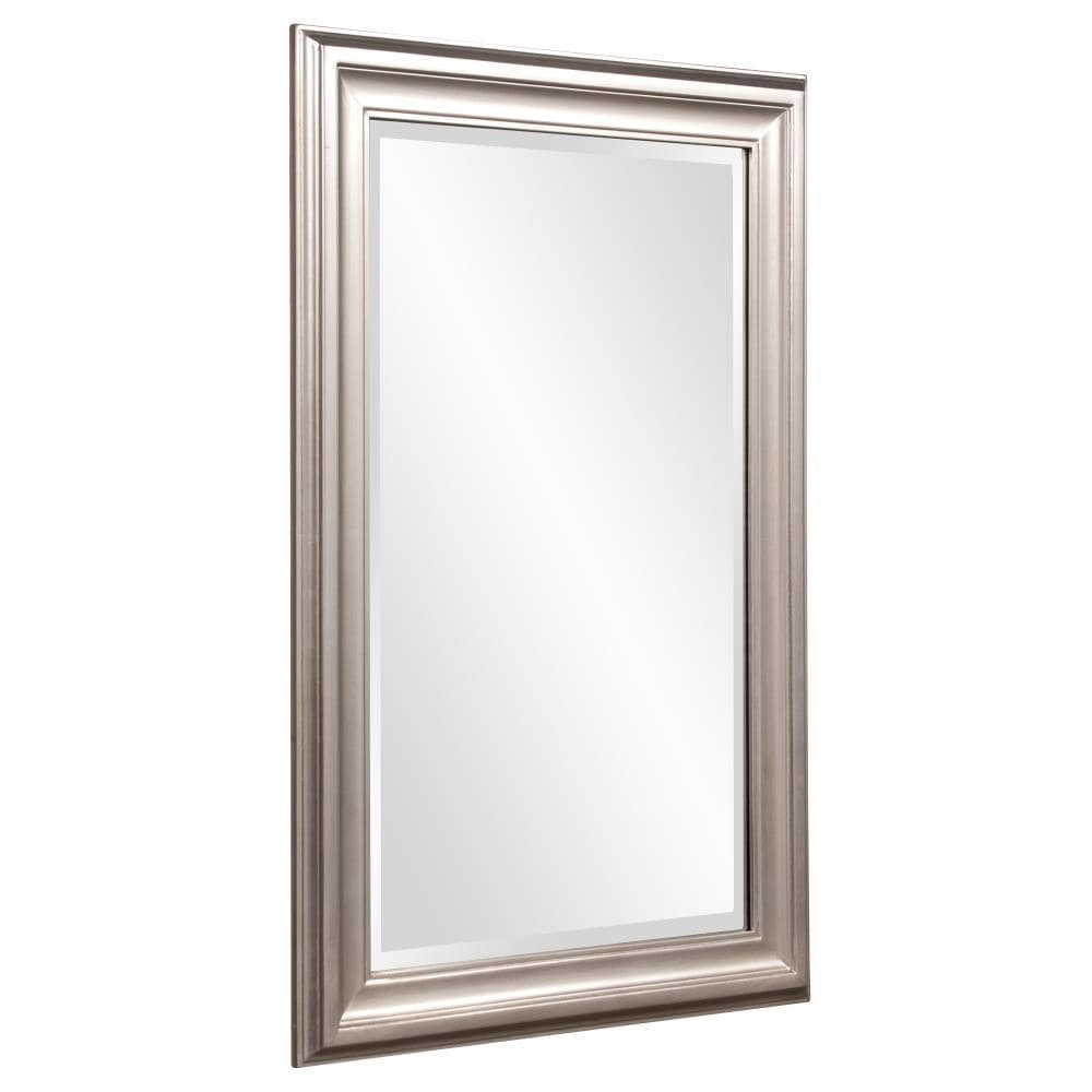 Transitional Brushed Nickel and Wood Full-Length Mirror