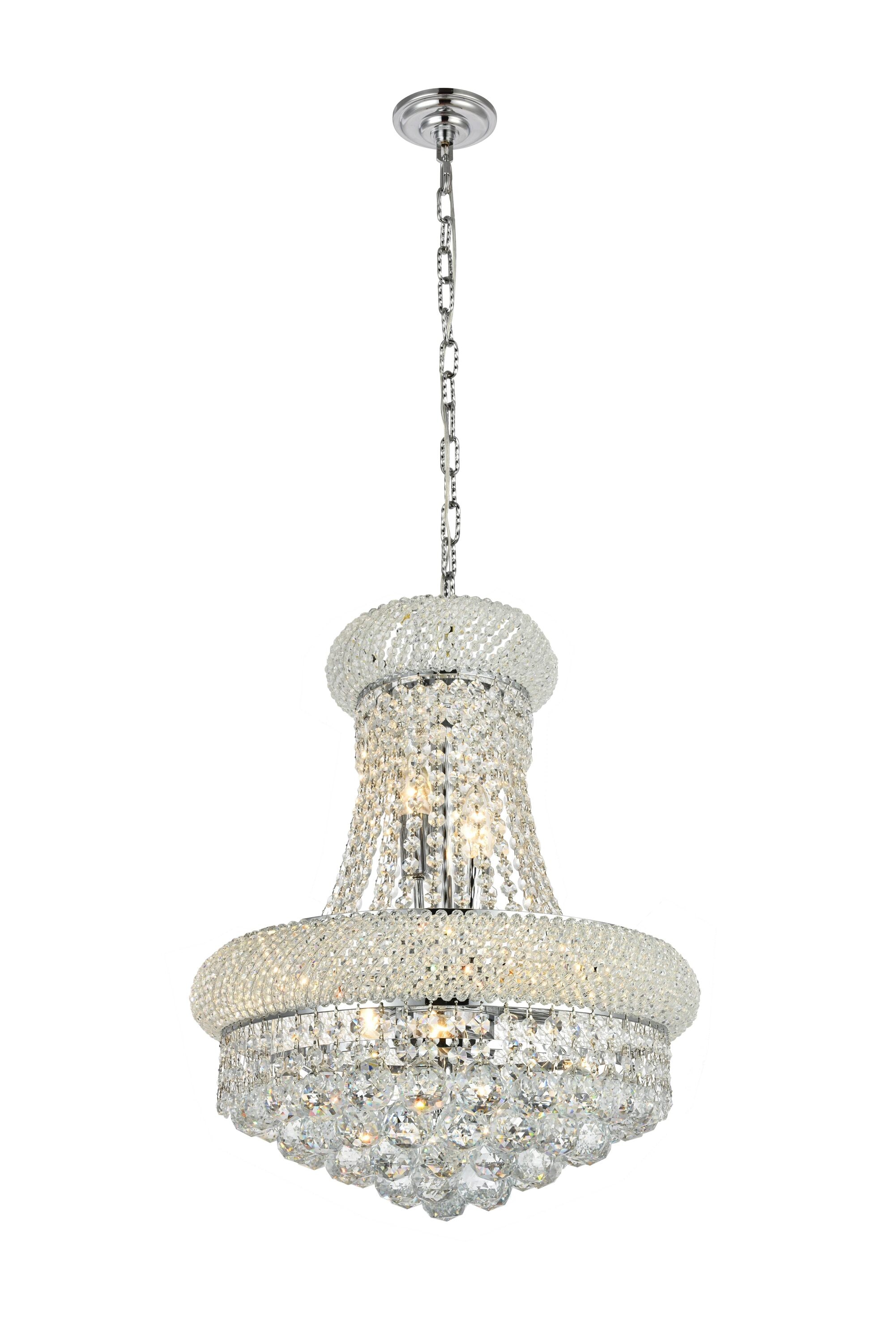Elegant Decor HFV5400D16CRC Home Furnishing 8 -Light Chrome Transitional Teardrop Medium Hanging Pendant light
