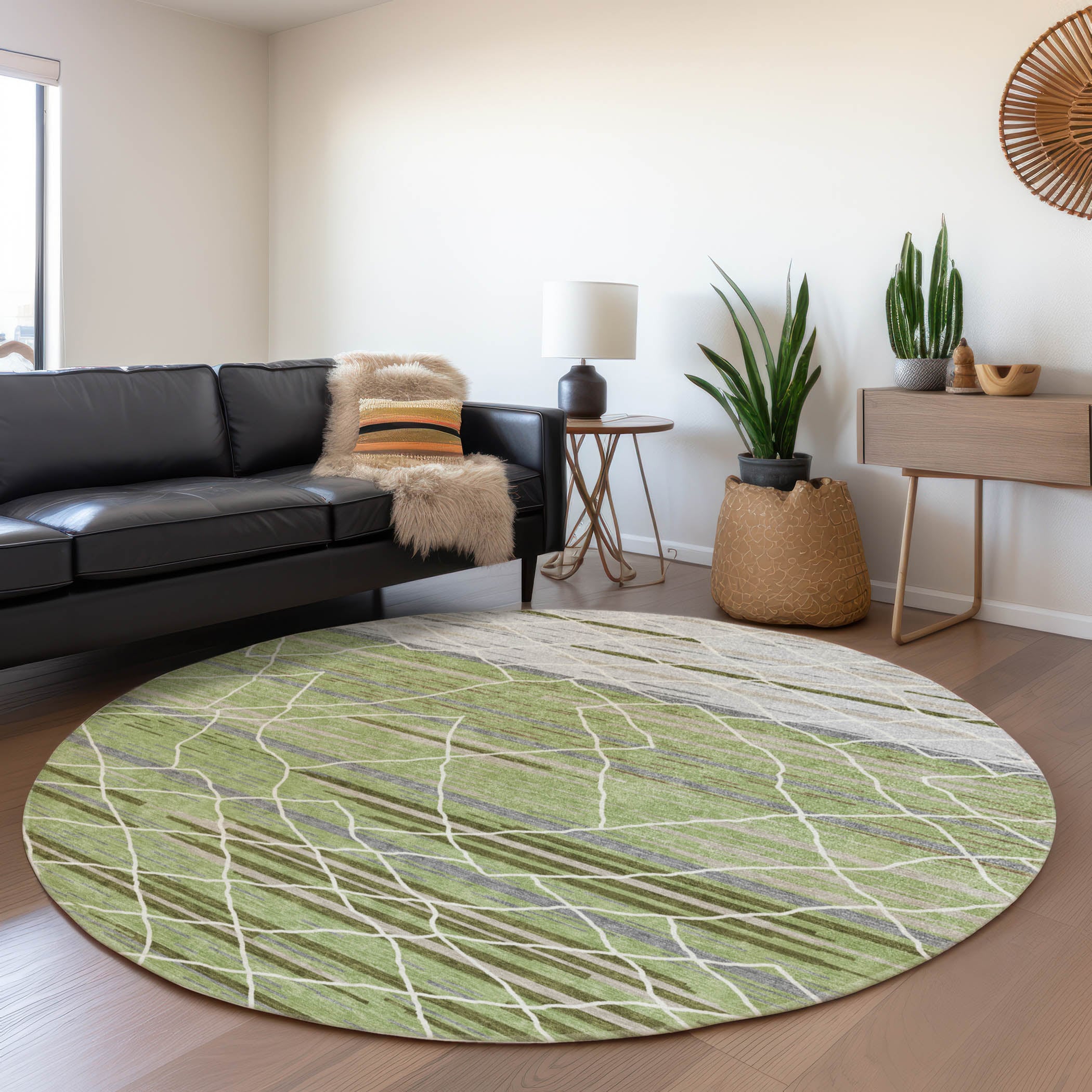 Addison Rugs ACN1025AL8RO Chantille ACN1025AL 8 x 8 (ft) Loomed Polyester Aloe Round Indoor/Outdoor Machine washable Area rug