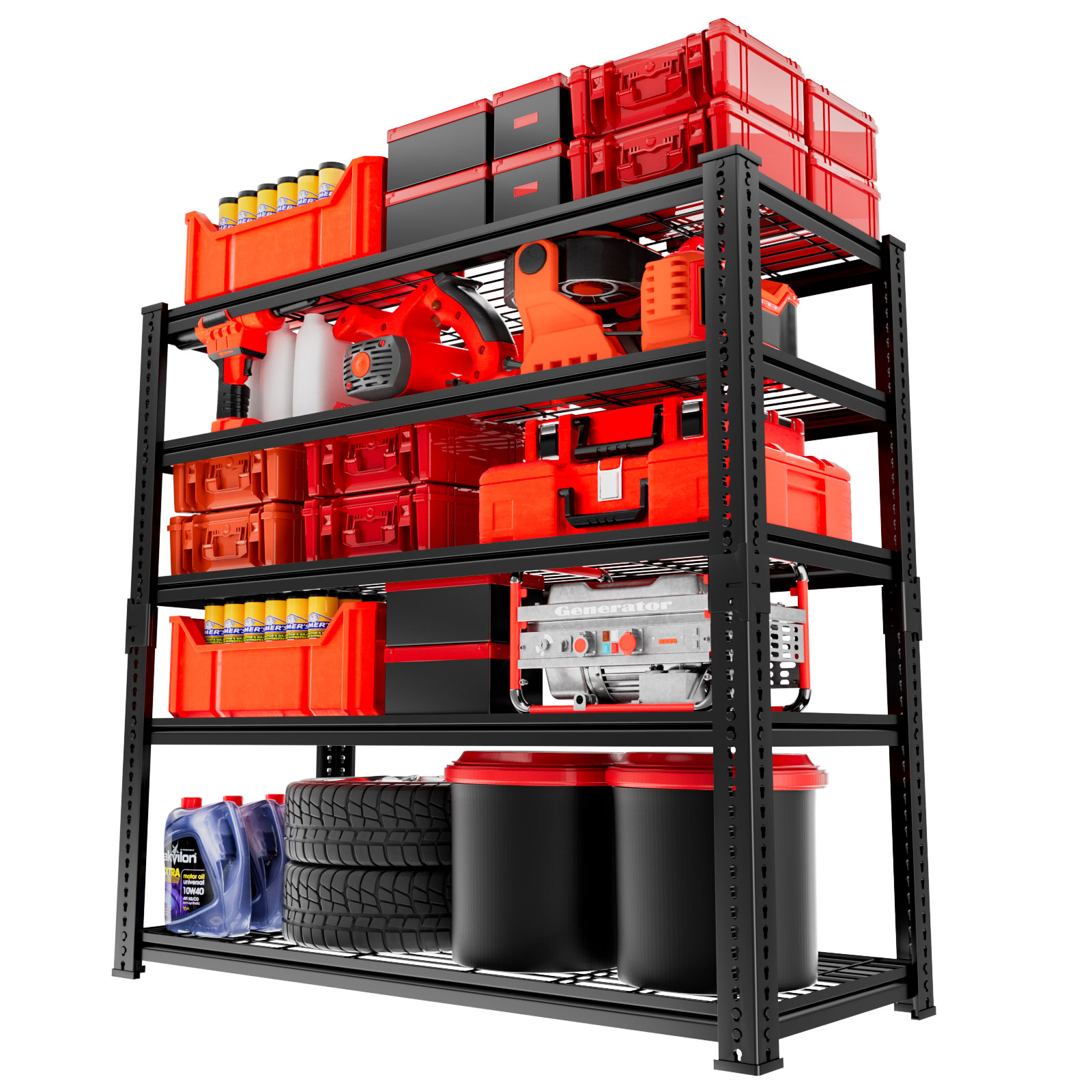 LOVMOR 36HDMS-PLR 5-Tier 36 in W x 72 in H x 16 in D Adjustable Heavy Duty Metal Shelving Unit