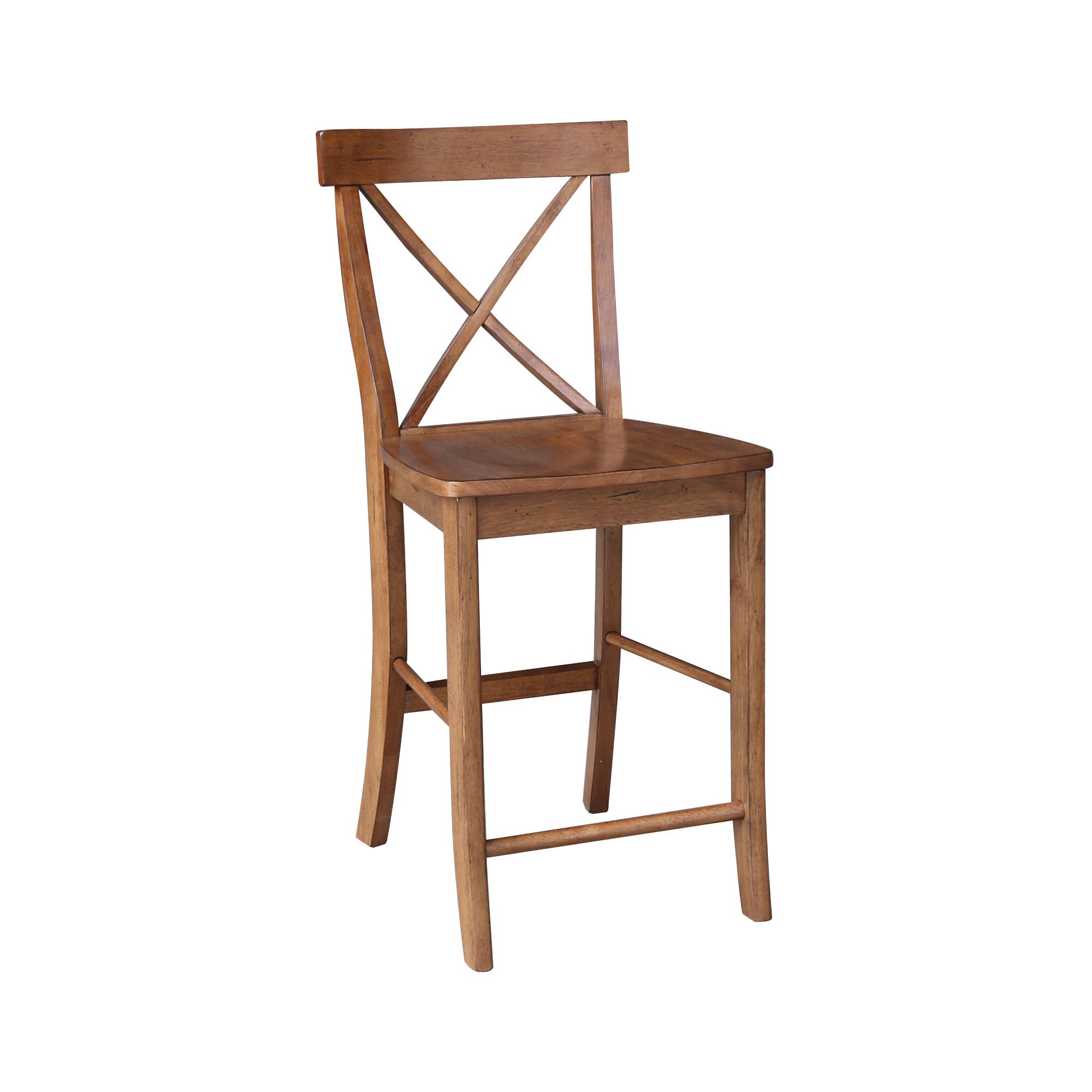 Distressed Oak 24" X-Back Counter Height Stool