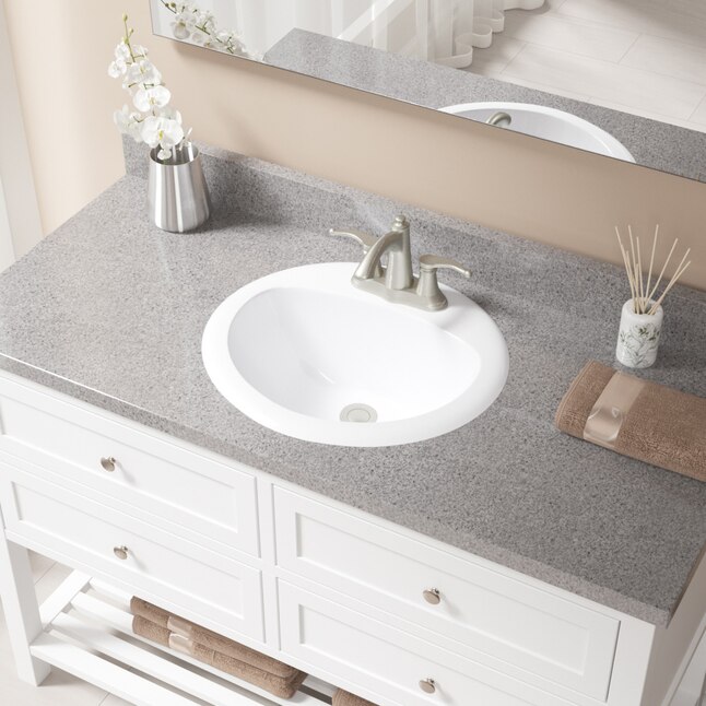 MR Direct White Porcelain Drop-In Oval Traditional Bathroom Sink with ...