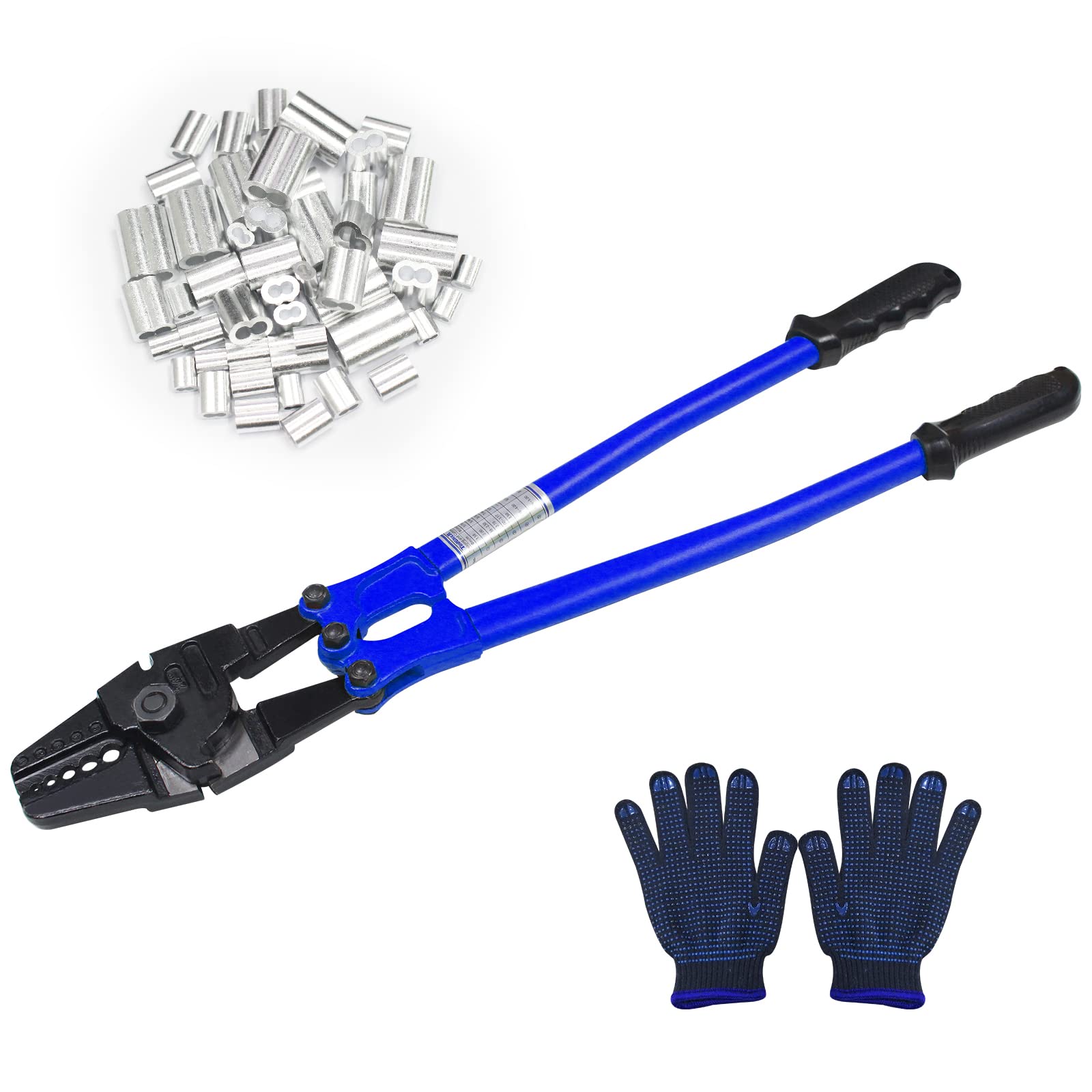 Etokfoks  24 Inch Hand Crimping and Cutting Tool for Wire Rope Swager Crimper Cutter for 1 16 to 3 16 Inch Wires
