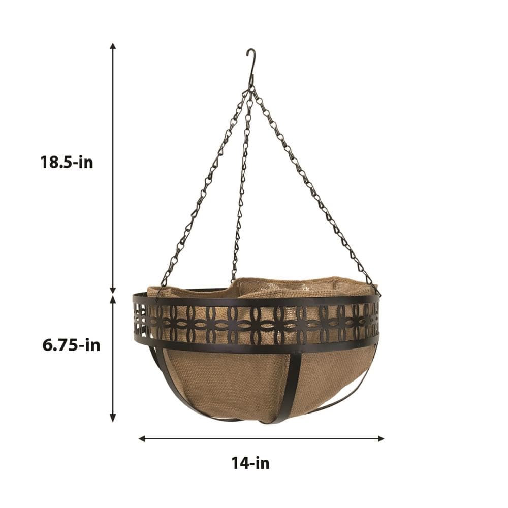 Patio Life 14-in W x 7-in H Brown Metal Hanging Planter in the Pots ...