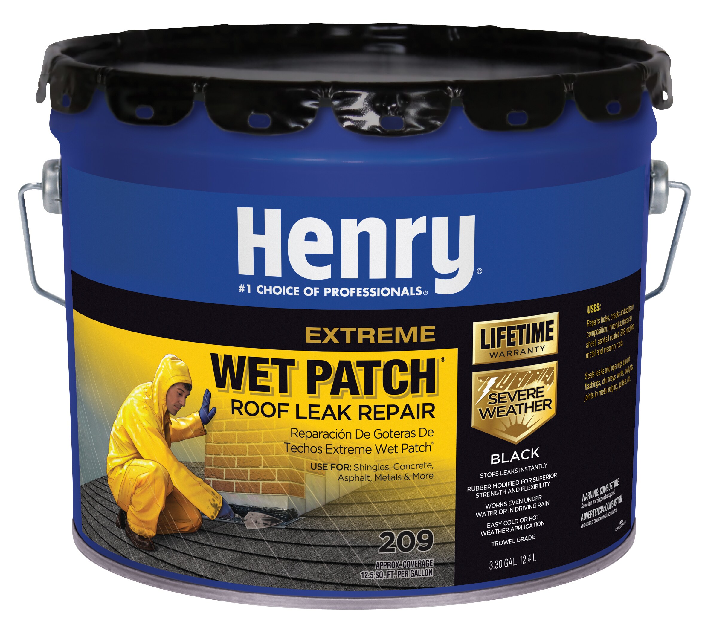 Henry Company Rubberized Wet Patch 3-Gallon Waterproofer Elastomeric Cement Roof Sealant