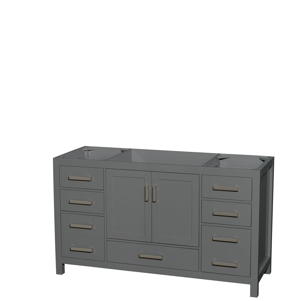 Wyndham Collection WCS141460SKGCXSXXMXX Sheffield 60-in Dark Gray with Brushed Chrome Trim Bathroom Vanity Base Cabinet without Top