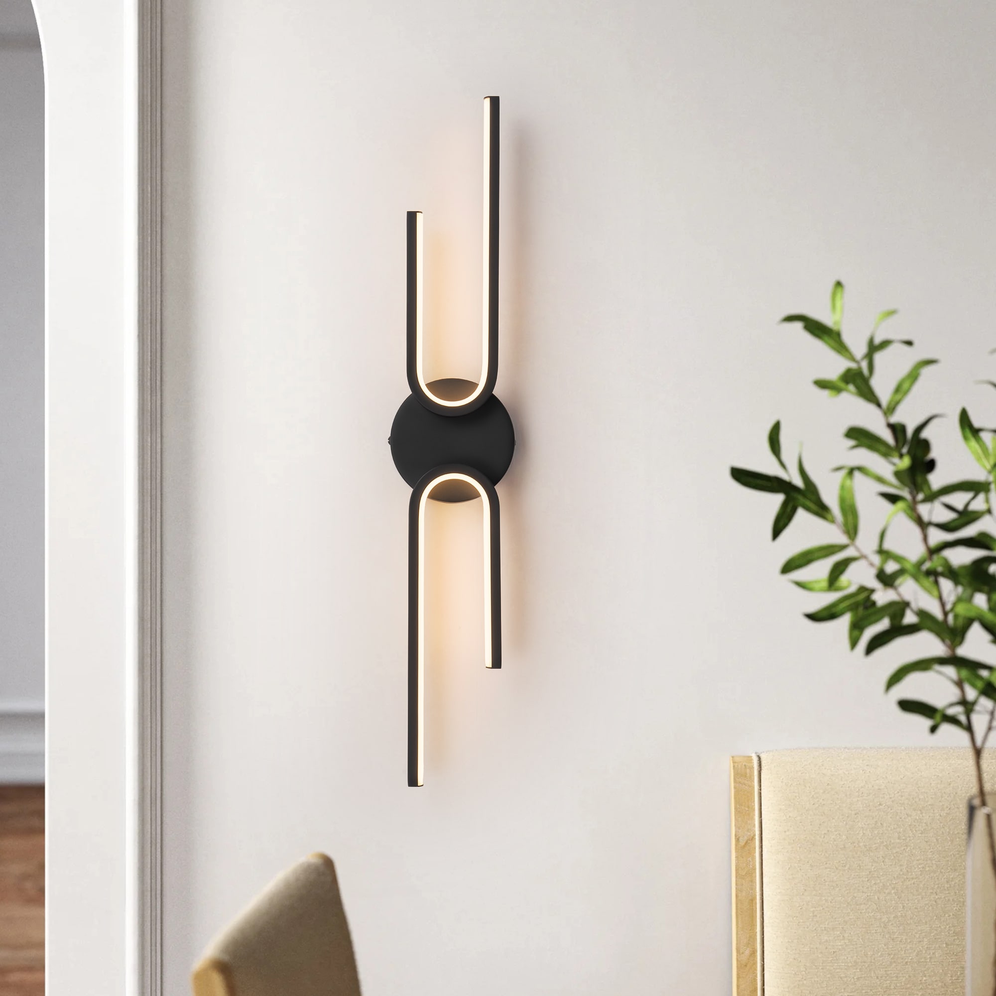 Rennnsan WS810160788 Jovie 23.62-in 2 -Light Matte Black Integrated LED Modern/contemporary Vanity light