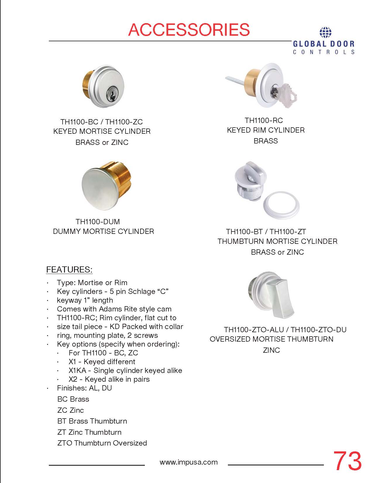 Global Door Controls TH1100-ZCX1KADU Door-Deadbolts - View #2