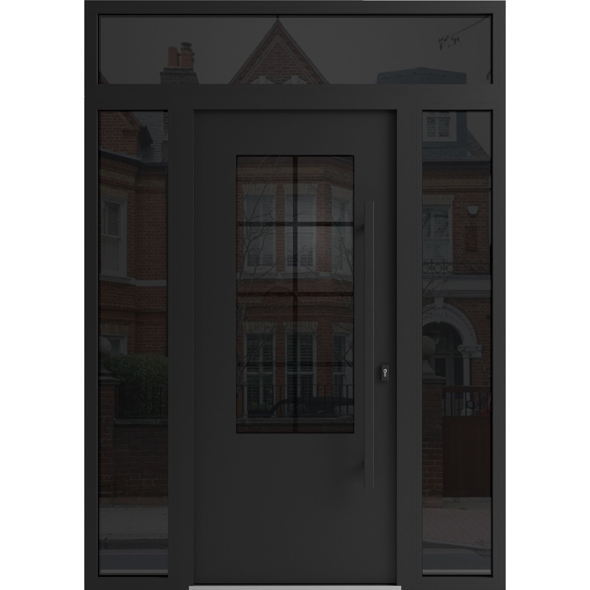 Vdom doors Front Exterior Prehung Aluminum Door - Iron 0101 Black - Entry Steel Metal Classic Painted 62 x 92 -Right-hand Inswing