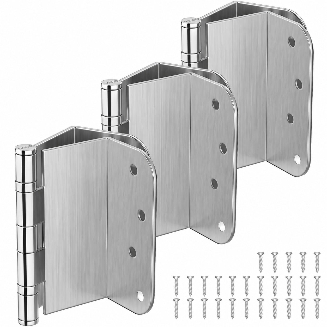 Phyfalip  Offset Door Hinge 4 Inches Ball Bearing Door Hinges 5/8 Radius Corner Swing Clear Hinges 2 Inches Widen Doorway Brushed Nickel 3 Packs