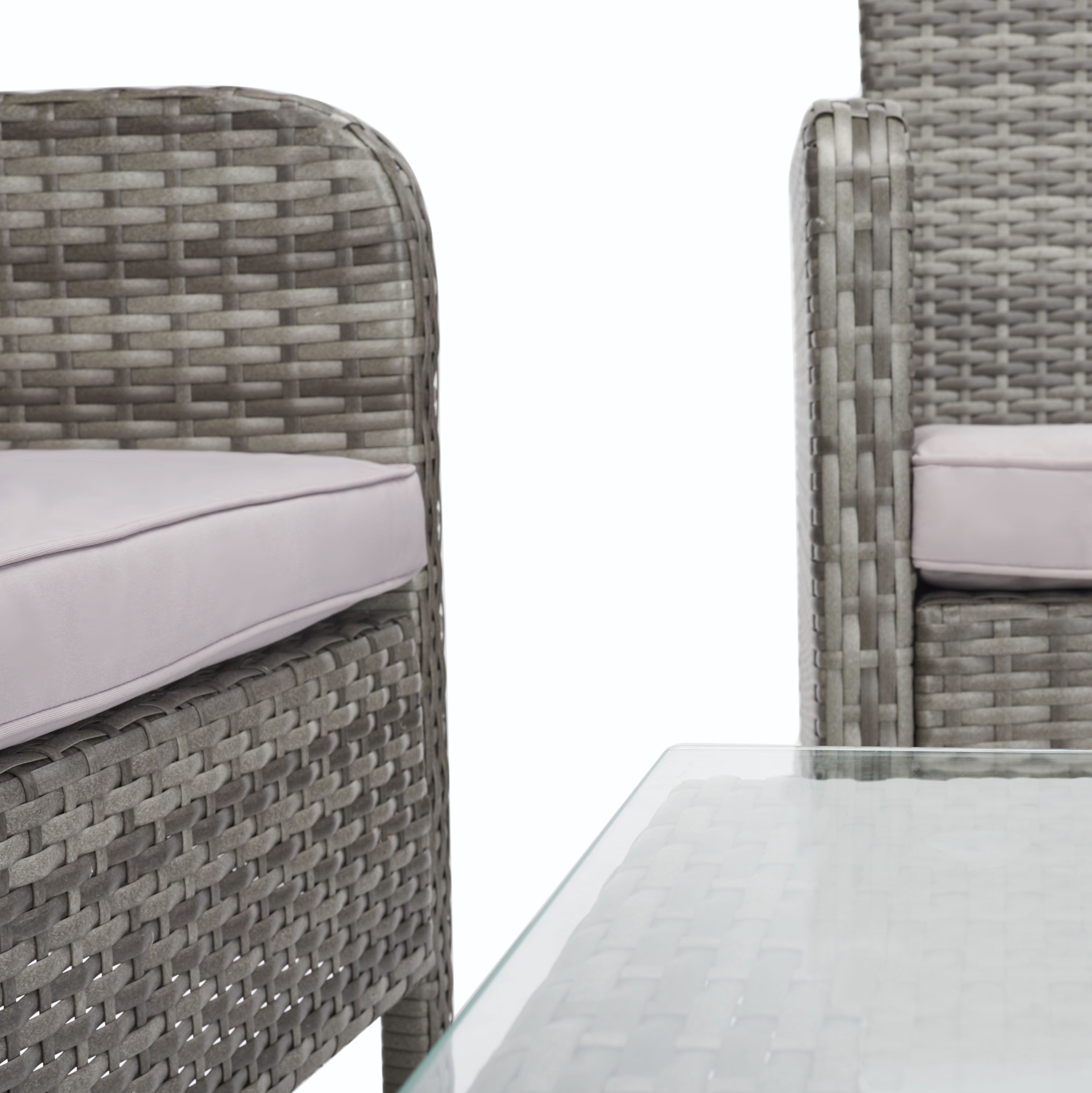 Safavieh PAT7505B Aboka 4 -Piece Wicker Patio Conversation Set with Gray SAFAVIEH Cushions