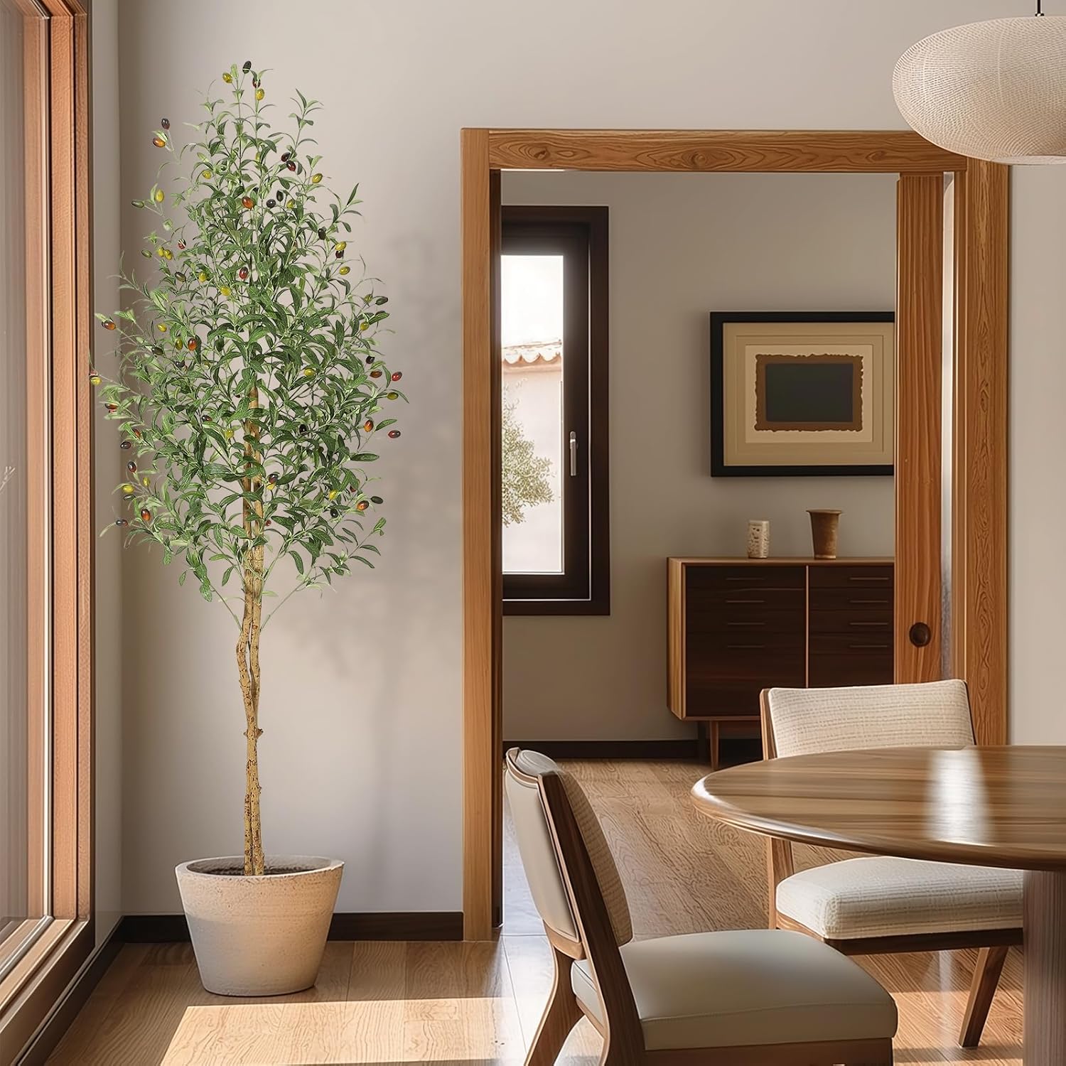 Garvee Faux Olive Tree 6 ft Tall Artificial Tree Indoor with 2 Natural ...