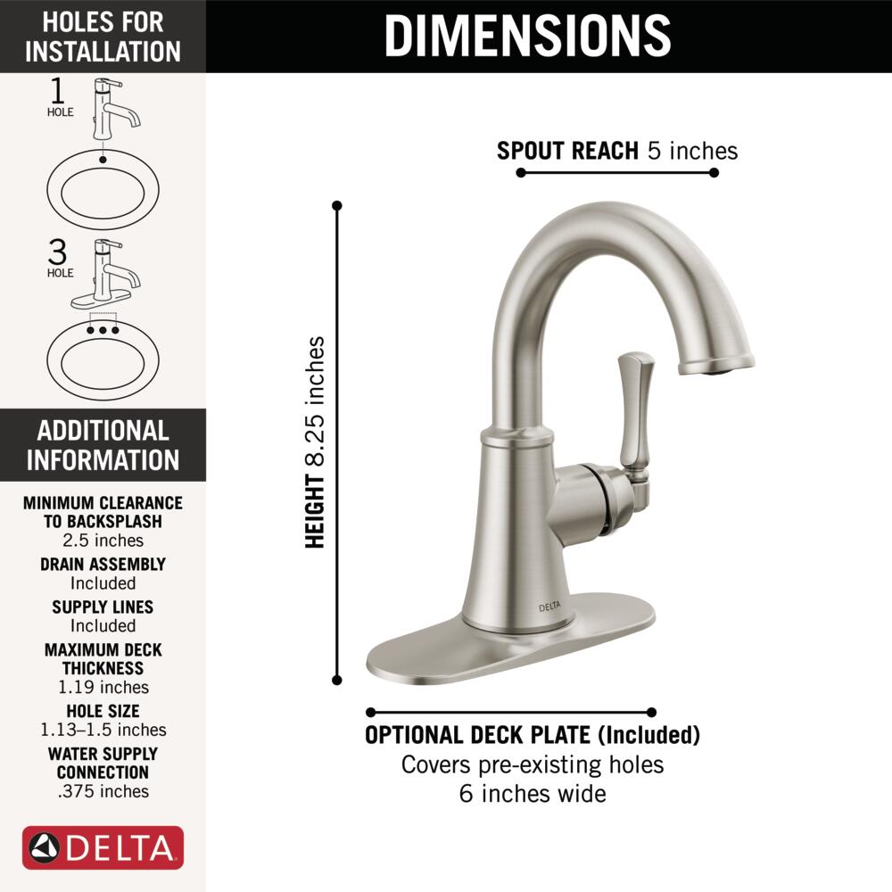 Delta Archdale Spotshield Brushed Nickel 4 In Centerset 1 Handle Watersense Bathroom Sink Faucet 9109