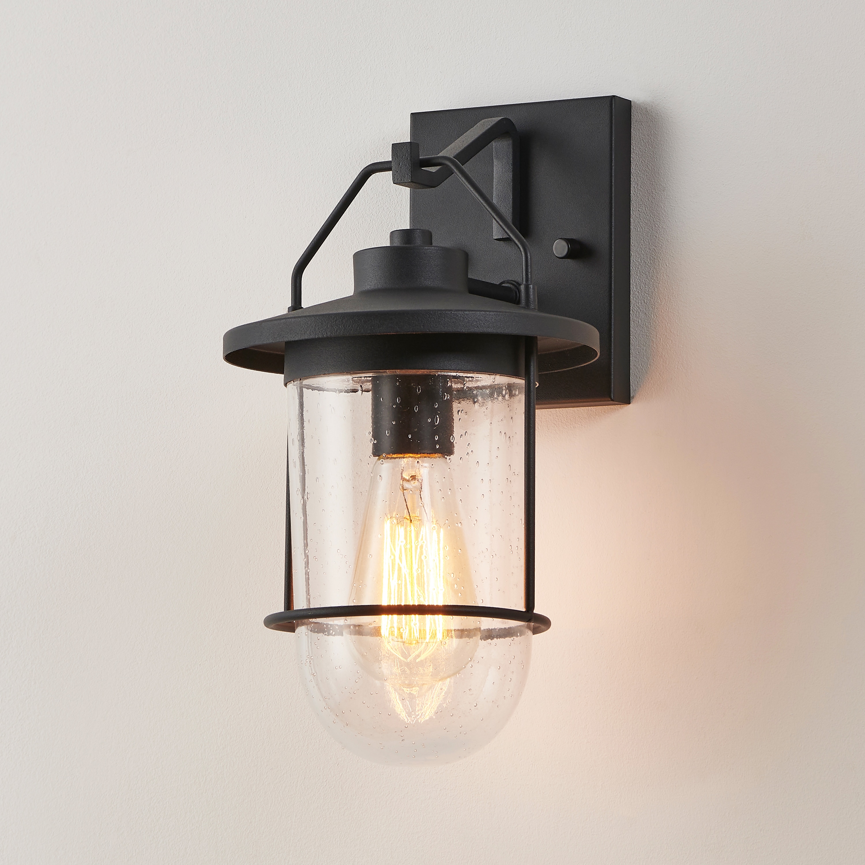 KAWOTI 21400 1 -Light 12.75-in H Matte Black Hardwired Outdoor Wall Light