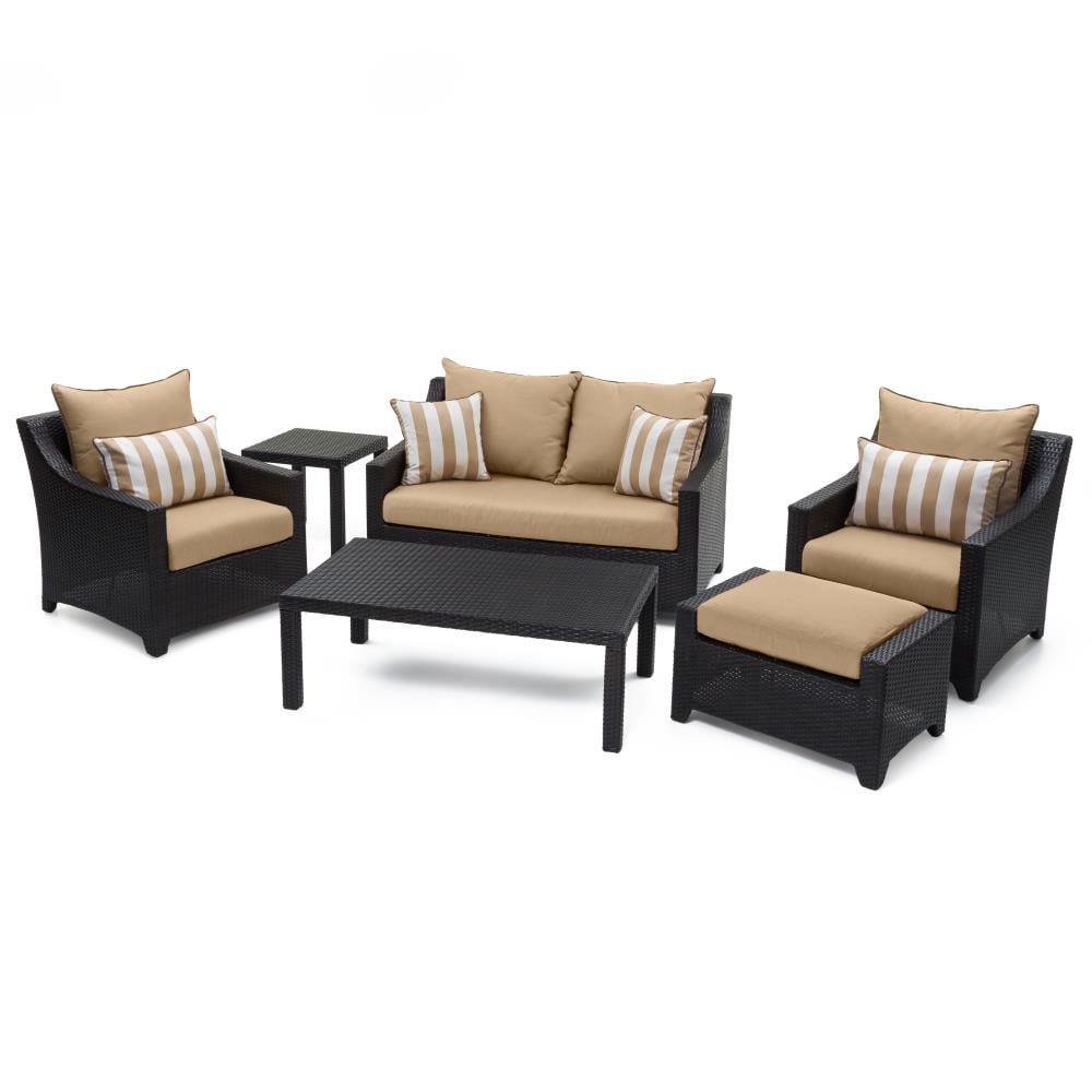RST Brands OP-PEOSS6-MXM-K Deco 6 -Piece Wicker Patio Conversation Set with Off-white Sunbrella Cushions