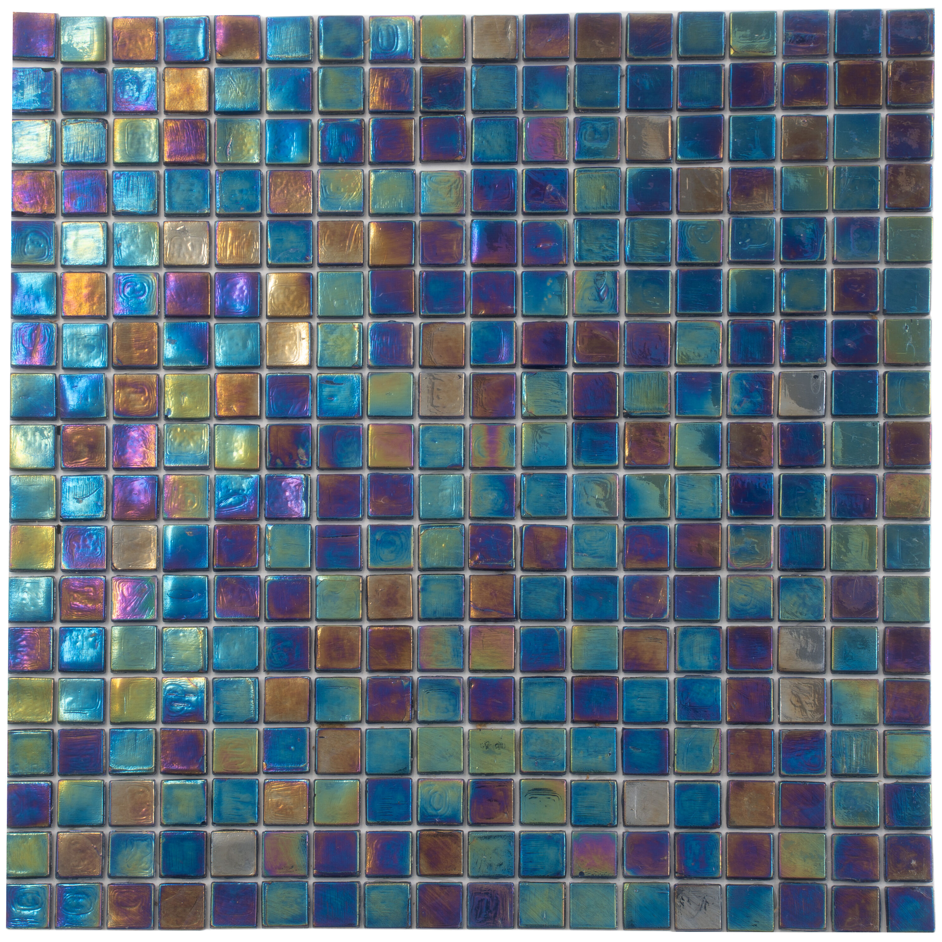 Apollo Tile APLNB88BL572A Skosh Dark Shimmer Multi Blue 11-1/2-in x 11-1/2-in Glossy Glass Patterned Mosaic Floor and Wall Tile (18.69-sq. ft/ Carton)