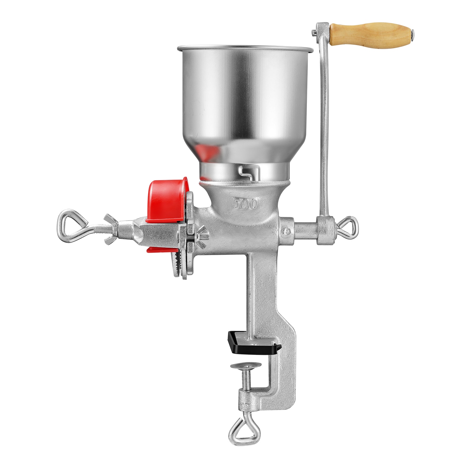 GIVIMO Manual Grain Mill with High Hopper Hand-Crank Cast Iron Wheat Corn Grinder with Stable Table Clamp and Dust Cover for Spices Coffee Beans Nuts