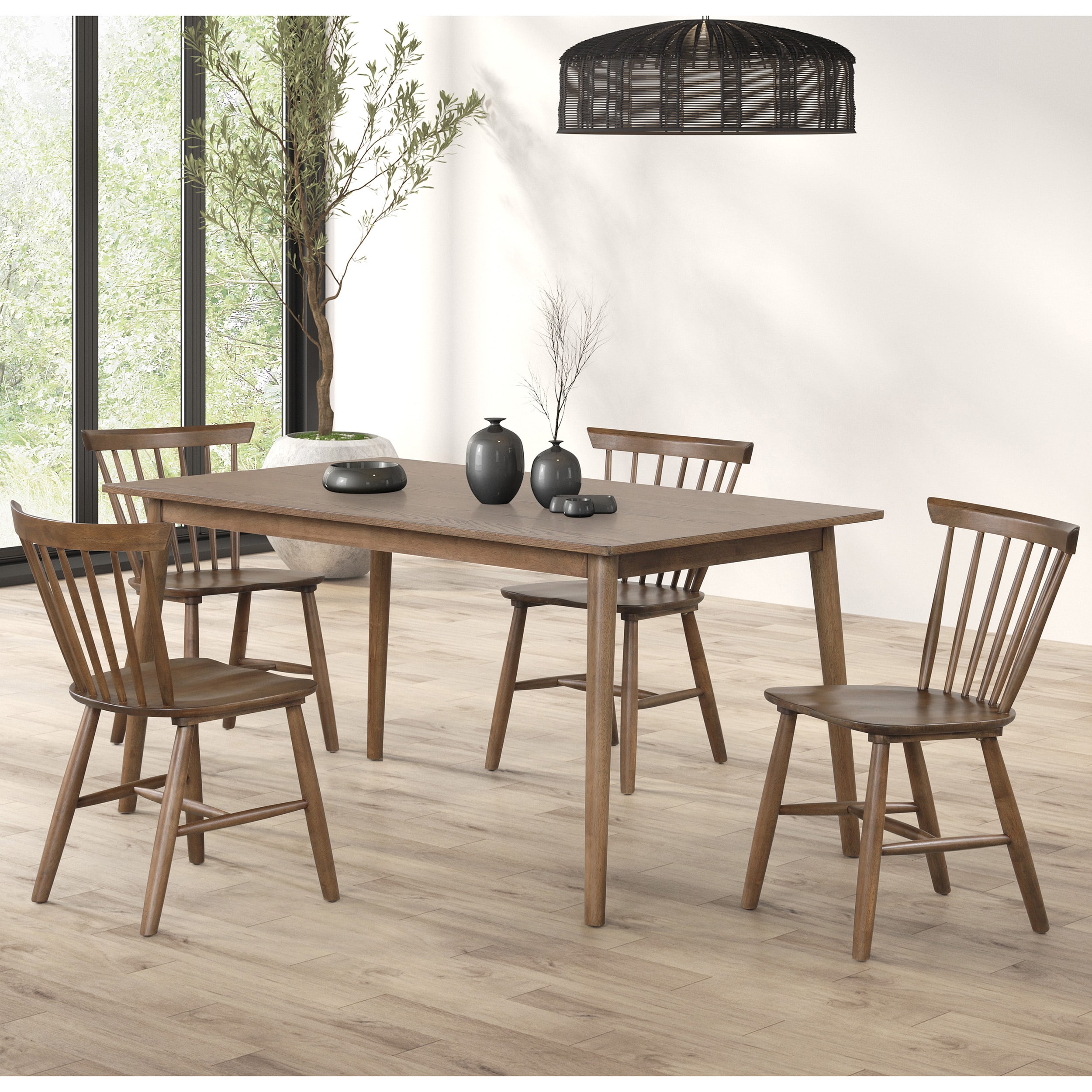 Furniture of America IDF-N3100WNT5PC Everoa Walnut Contemporary/Modern Dining Room Set with Rectangular Table ( Seats 4 )