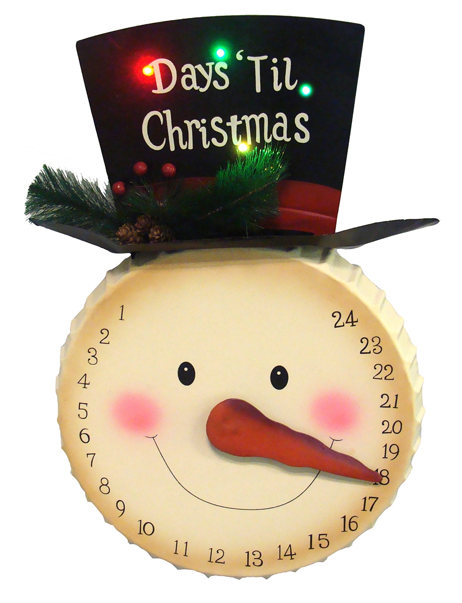 Sterling 31454502 20-in Lighted 20" Pre-Lit Beige and Black Artificial Christmas Snowman Advent Calendar Tabletop Decoration Snowman Battery-operated Christmas Decor
