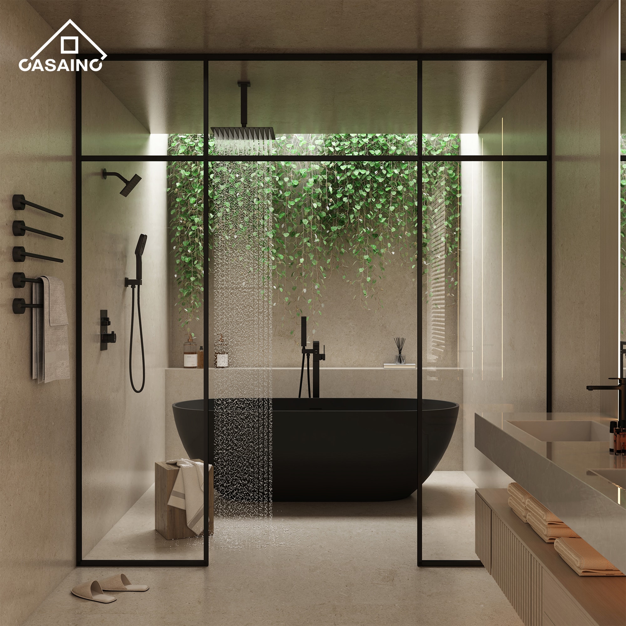 CASAINC TC09-BN Showerhead-Bar-Panels - View #3