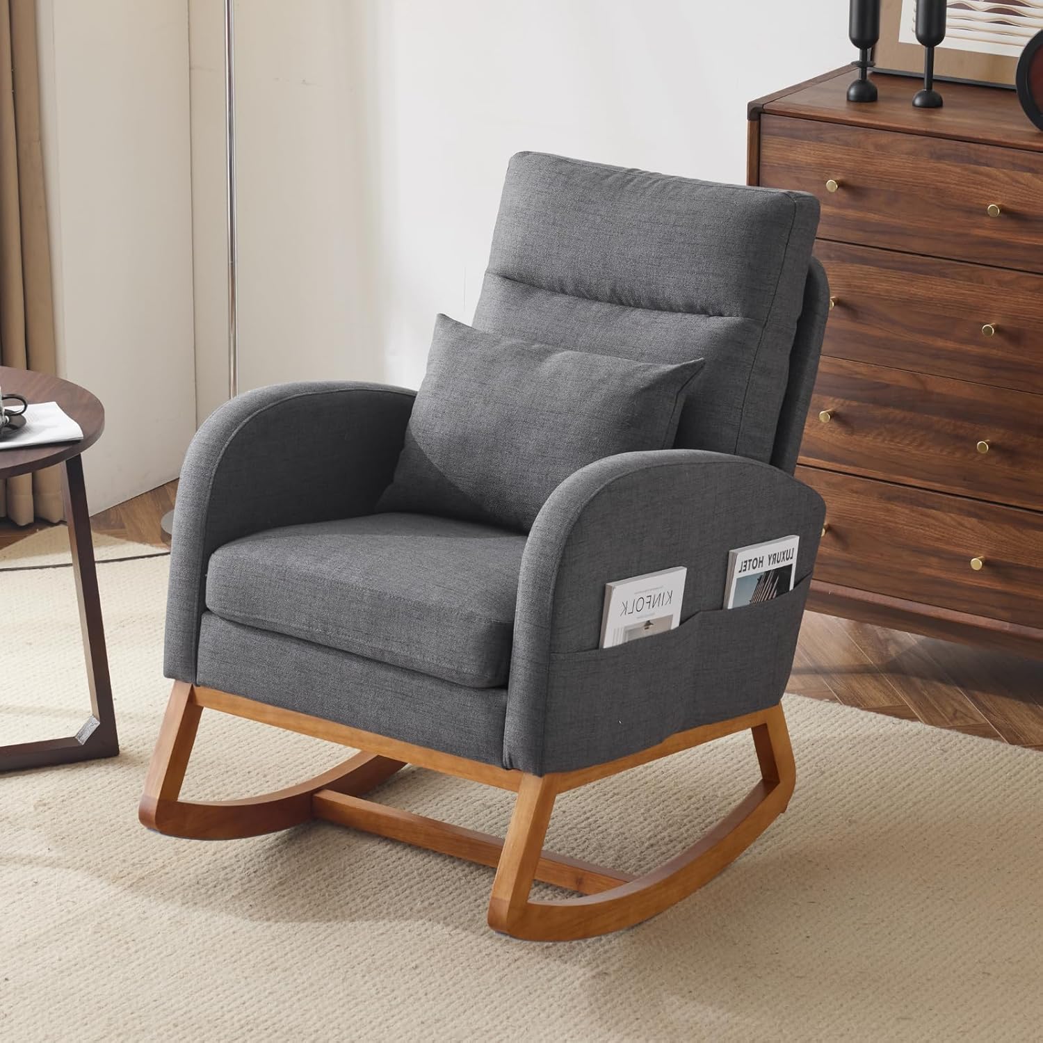 Outopee LO1G98000135 Casual Gray Linen Rocking Chair